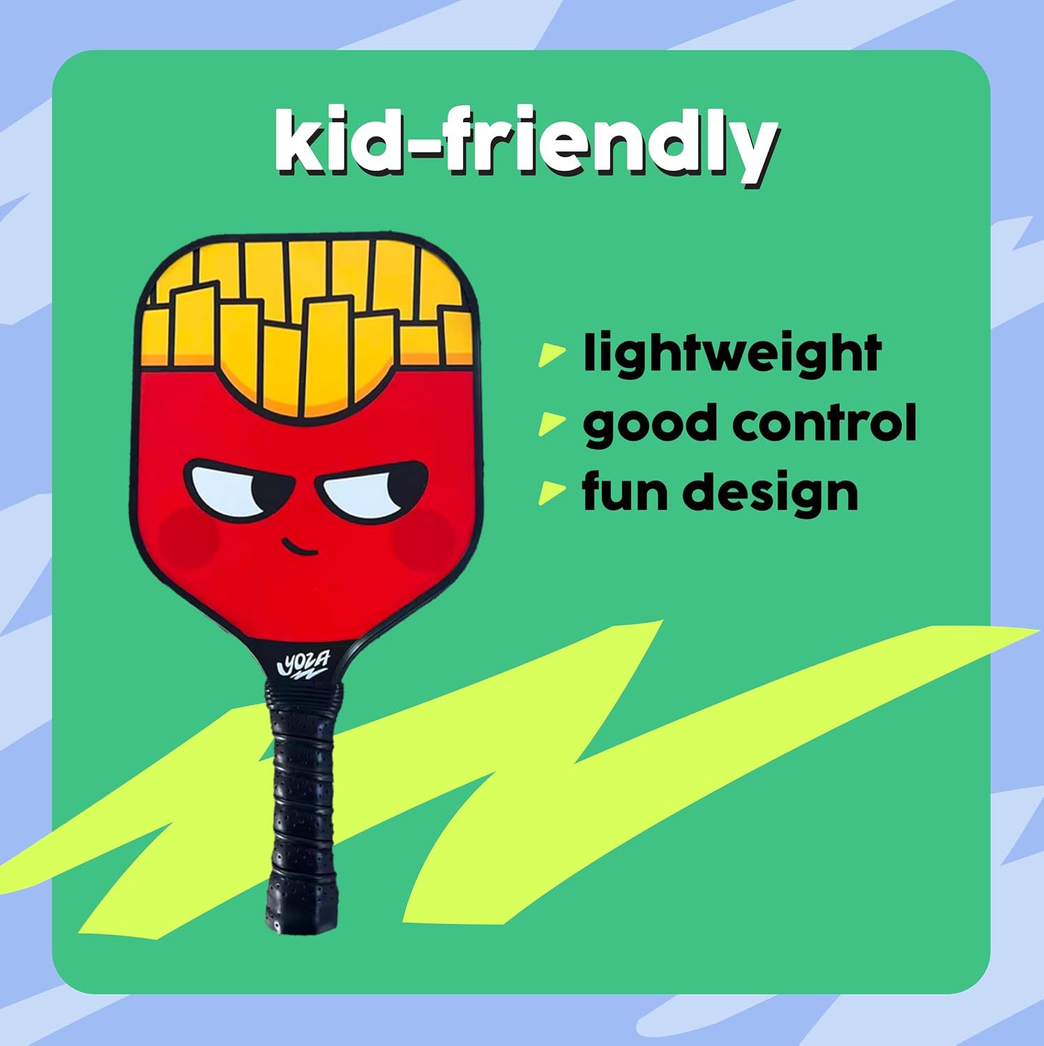 Kids Pickleball Paddle Set of 2 - Includes 2 Pickleball Paddles with 2 Balls, Lightweight, Fiberglass, Better Control, Beginner Racket, Perfect Pickleball Gift for Children Ages 4-12, Yoza - Image 2