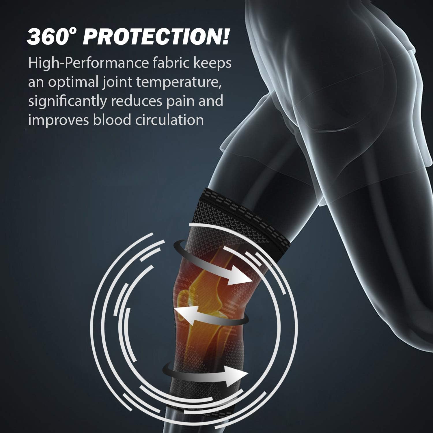 POWERLIX Knee Compression Sleeve - Best Knee Brace for Men & Women – Knee Support for Running, Basketball, Weightlifting, Gym, Workout, Sports, (Black, Large) | Best Knee Brace for Men & Women, support for Running, Basketball, Weightlifting, Gym, Workout, Sports - Image 2