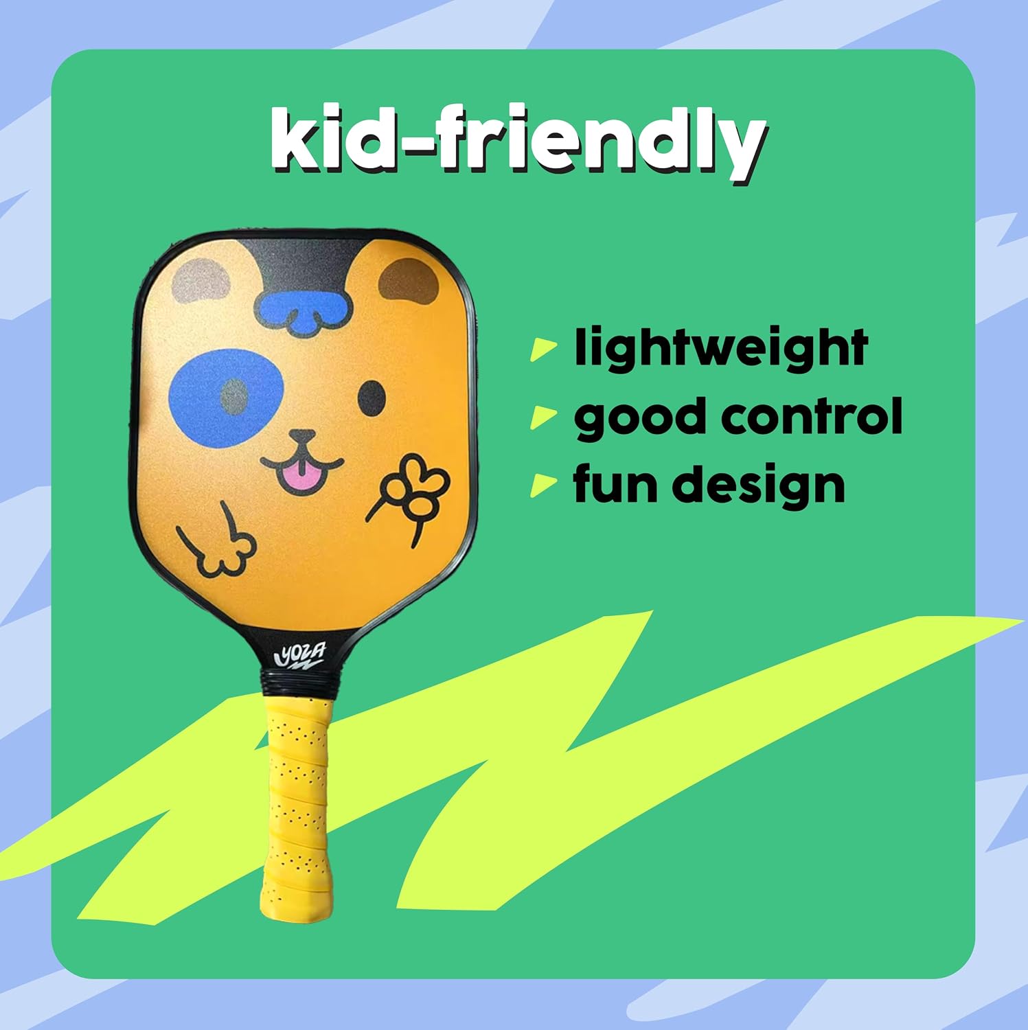 Kids Pickleball Paddle Set of 2 - Includes 2 Pickleball Paddles with 2 Balls, Lightweight, Fiberglass, Better Control, Beginner Racket, Perfect Pickleball Gift for Children Ages 4-12, Yoza - Image 2
