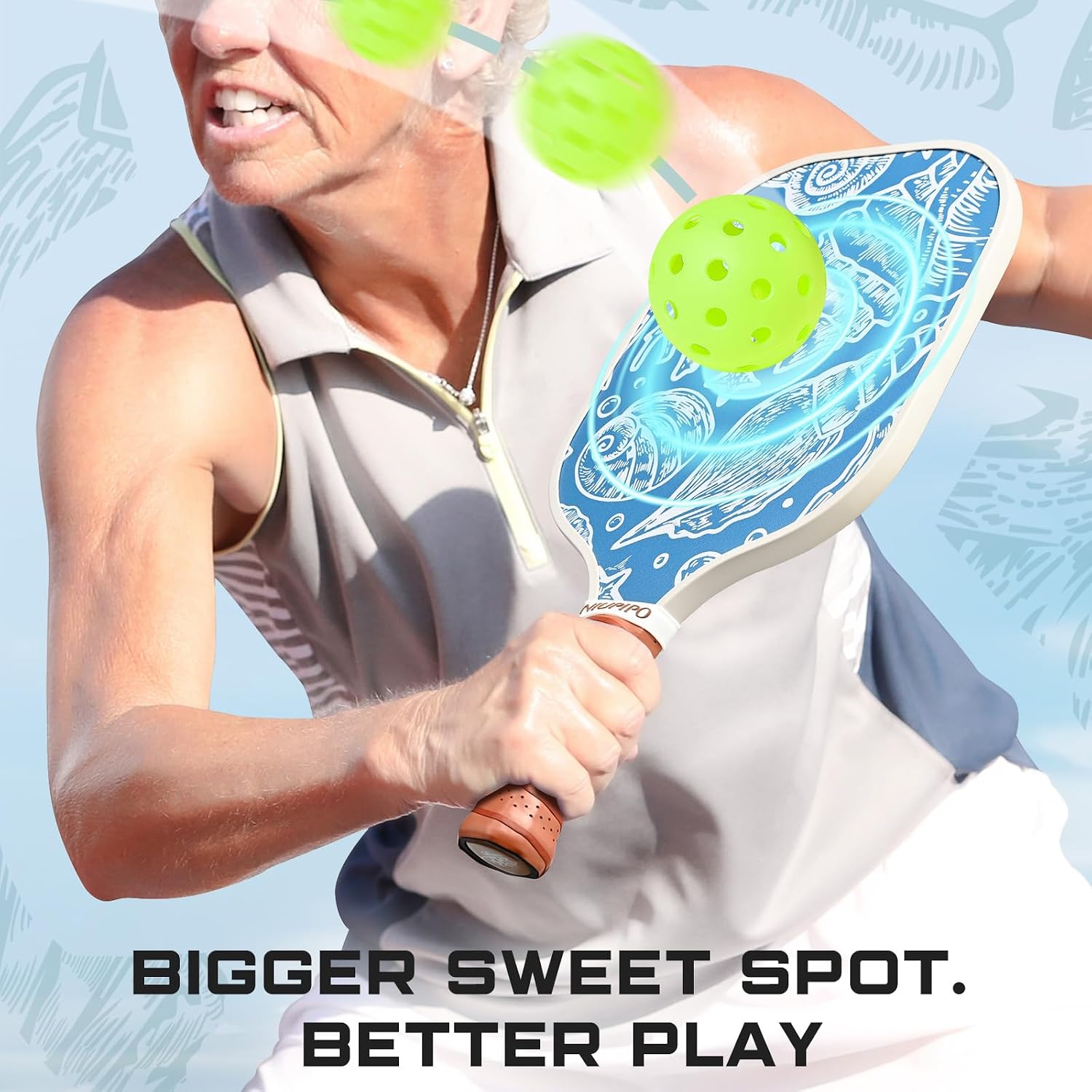 niupipo Pickleball Paddles Set of 2/4/1, USAPA Approved Carbon Fiber & Fiberglass Hybrid, Easy Power, Polypropylene Honeycomb Core, Cushioned 4.72" Grip, Bag/Cover, Pickleball Paddle Set for Men Women - Image 6