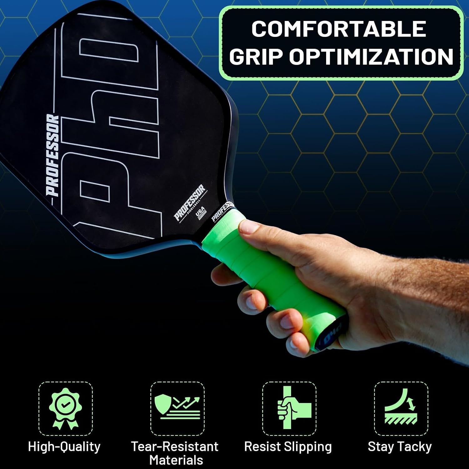 Professor P-Tac Pickleball Paddle Overgrip – Max Tacky, Moisture-Wicking Grip Tape for Pickleball Paddles in 6 & 12 Packs, Anti-Slip & Durable Overgrip for Control & Enhanced Performance - Image 4