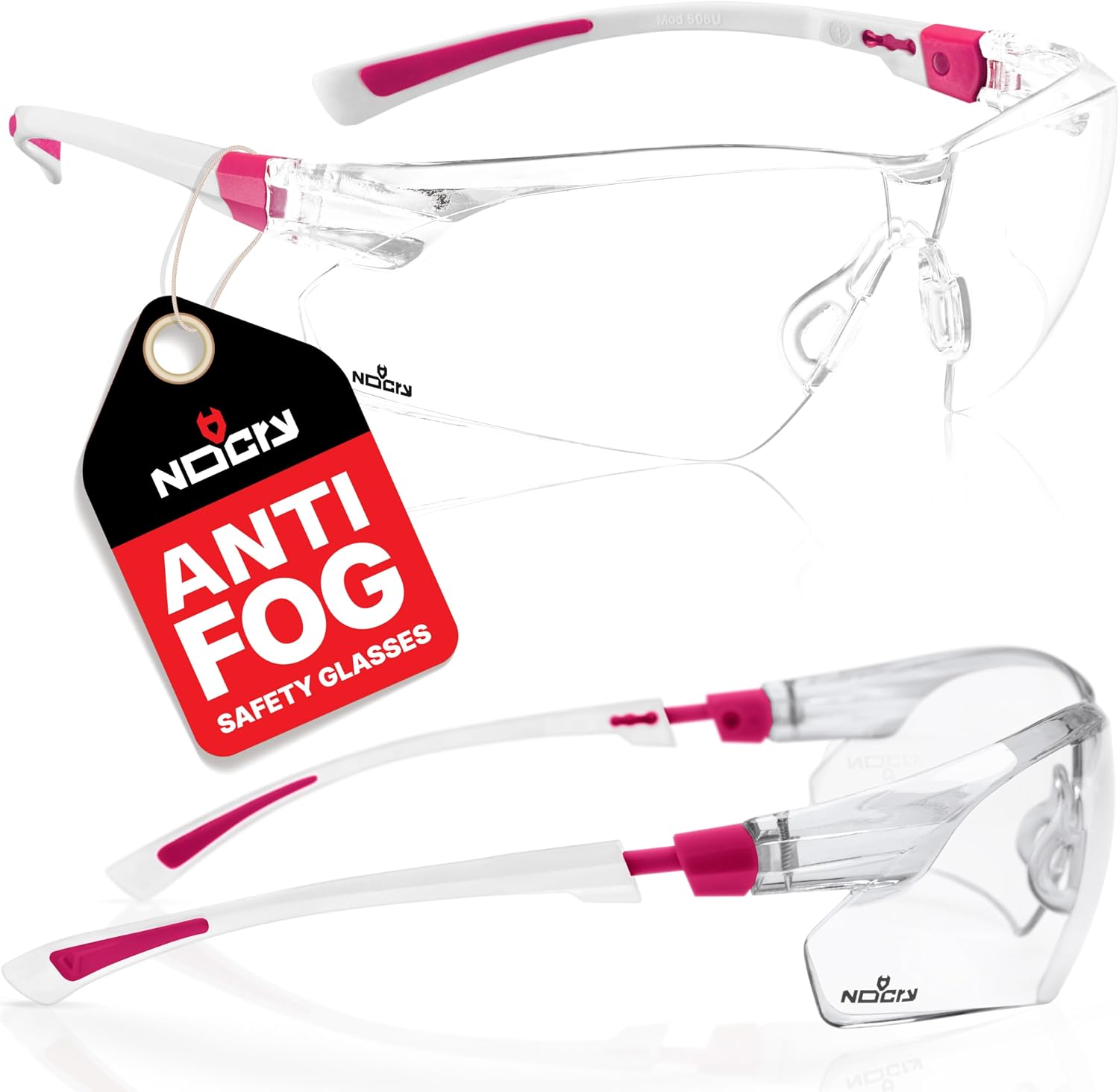 NoCry Clear Safety Glasses for Women with Adjustable Frames — Anti Fog Safety Glasses with 100% UV Protection & Scratch Resistance, ANSI Z87.1 Rated — Perfect Safety Goggles for Women, Nursing Goggles