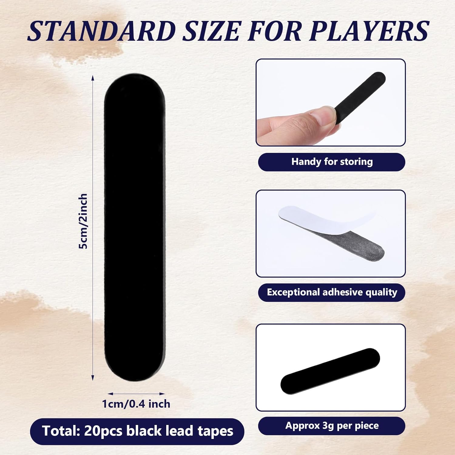 20 Pcs Weight Tape for Pickleball Paddles, 3g Pickleball Weight Tape Adhesive Pickleball Weights for Paddles Pickleball Paddle Weights Accessory for Paddle Edge Guard, to Increase Power Swing Speed - Image 2