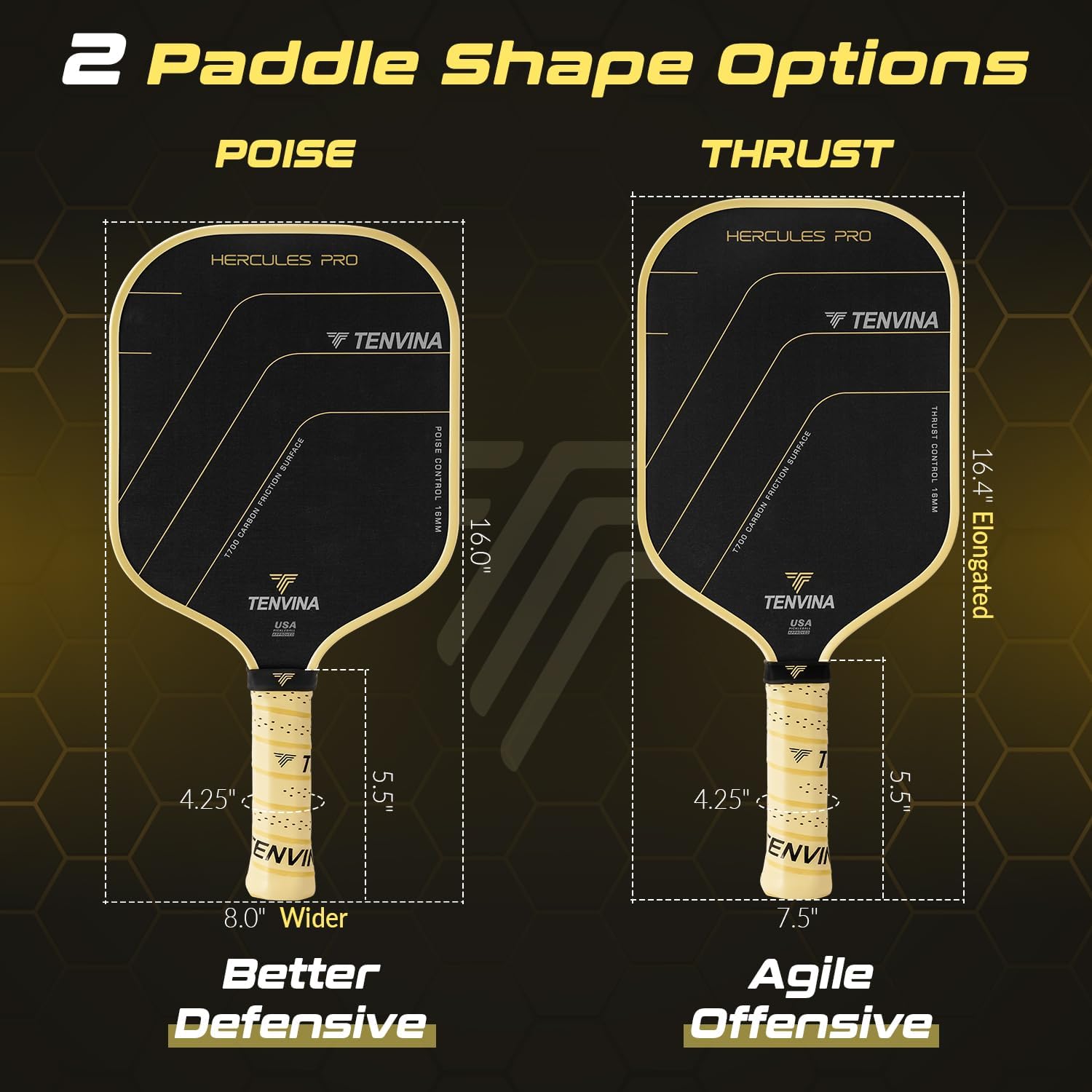 TENVINA Pickleball Paddles, Thermoformed T700SC Carbon Fiber Pickleball Paddle, Pickle Ball Paddle USAPA Approved for Larger Power and Sweet Spot - Image 5