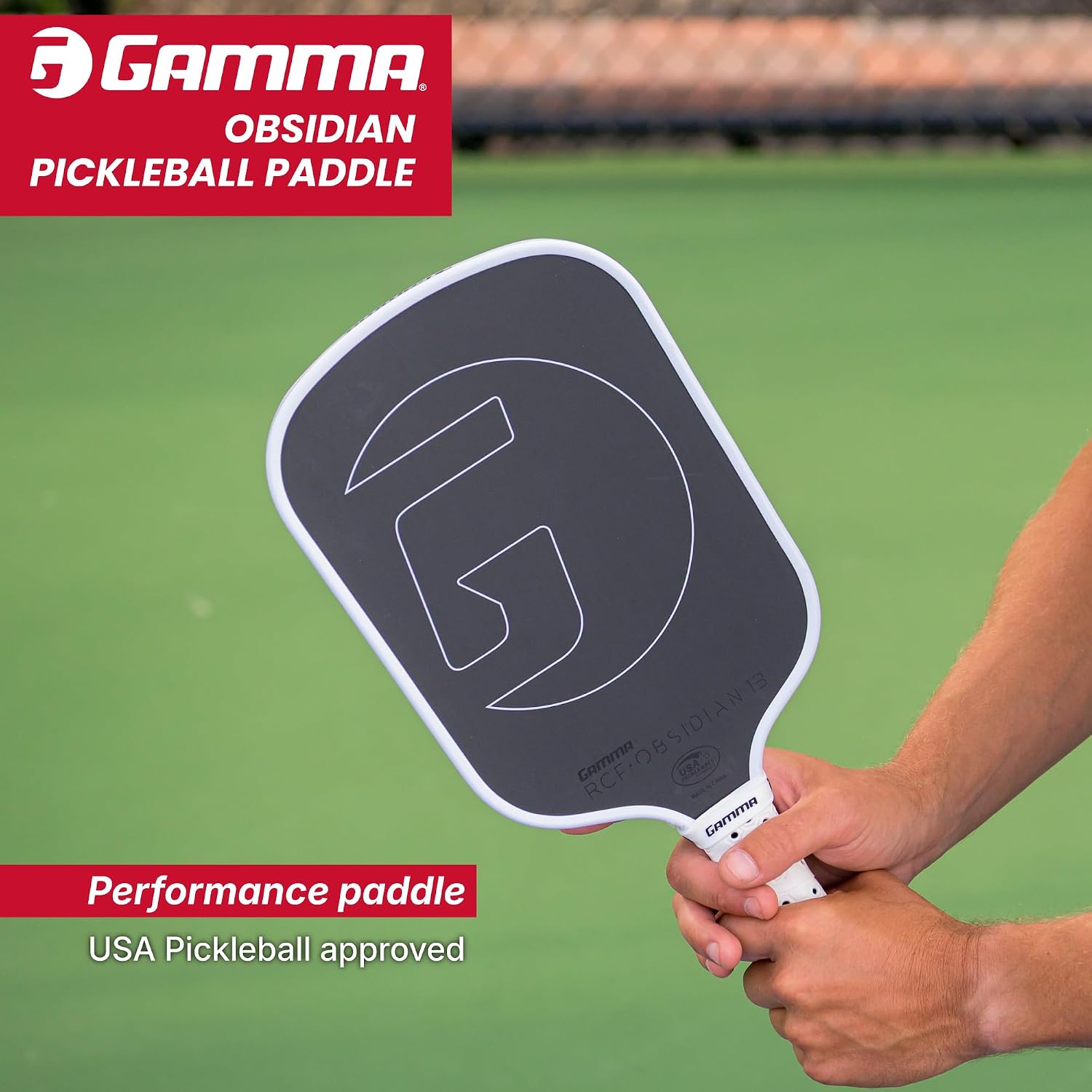 GAMMA RCF Obsidian Pickleball Paddle, Raw Carbon Fiber, 10mm, 13mm, and 16mm Options, Comfortable Molded Foam Handle, Sleak Design, Customizable Handle Weight System - Image 2