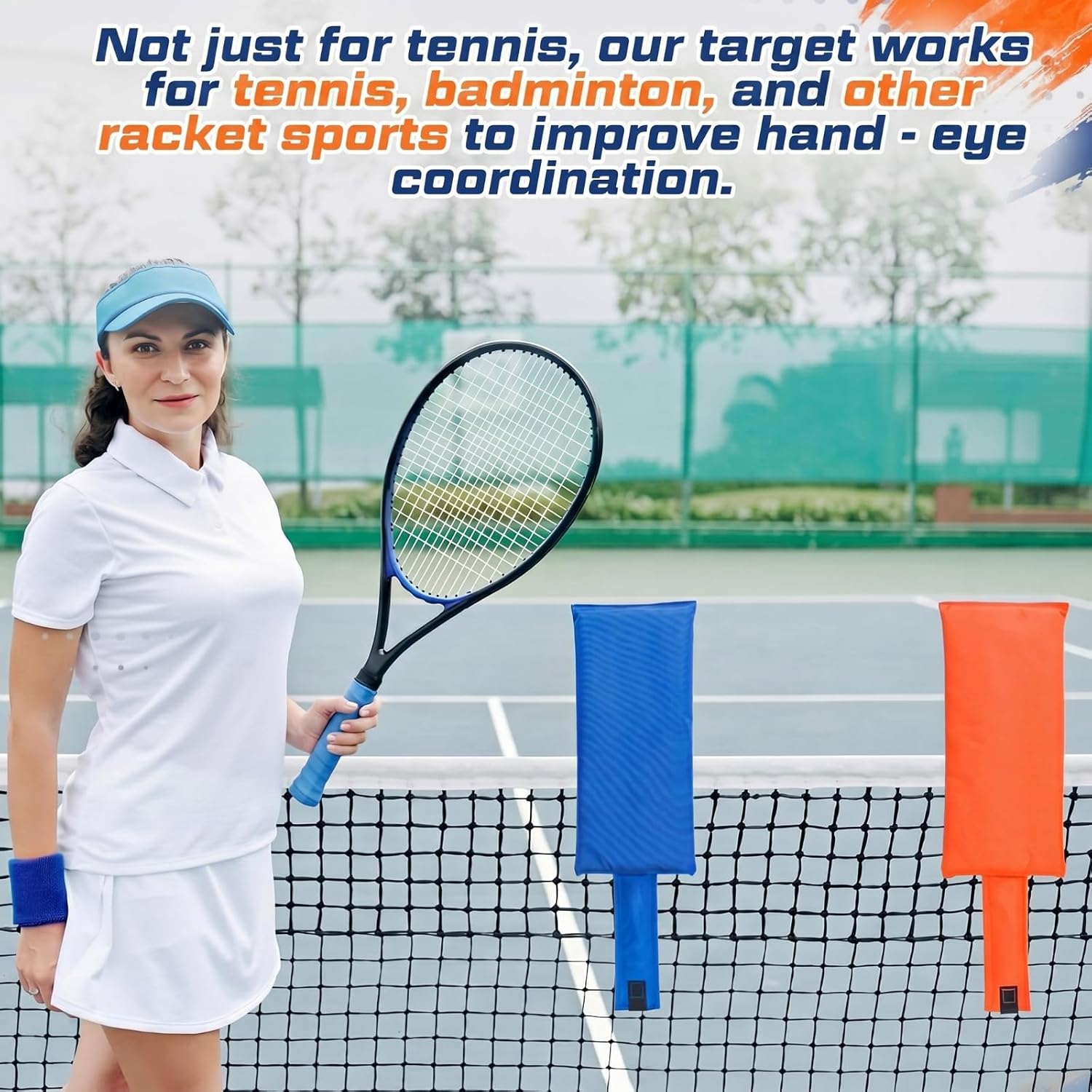 2 Pack Tennis Training Targets for Net, Accuracy Trainer for Serve & Shot Placement, Portable Tennis Target Aid for Adults, Practice Equipment for Backyard, Court & Coaching Drills - Image 6