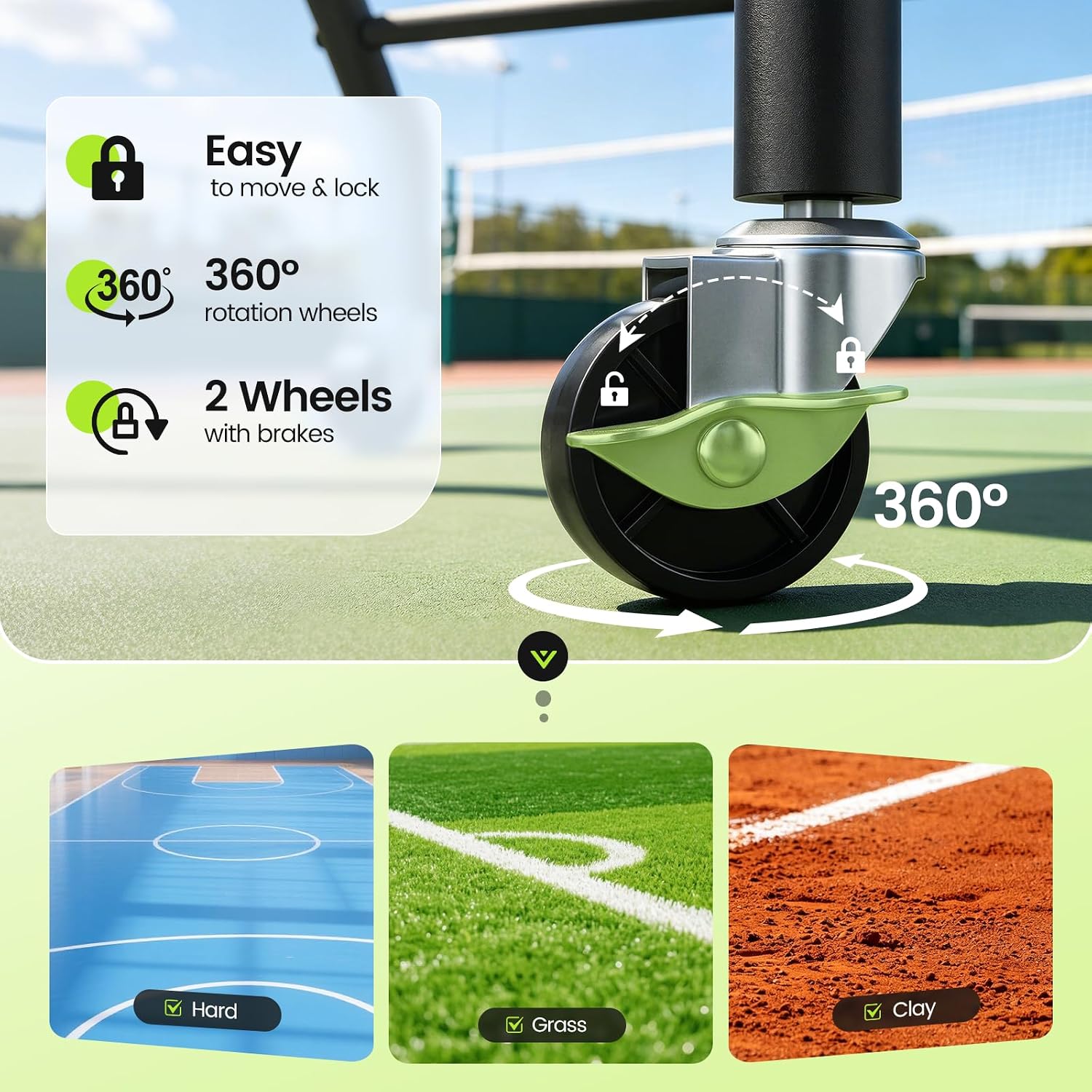 ELYKEN Tennis Ball Hopper with Wheels, Holds 220 Tennis Balls or 160 Pickleballs, Foldable Ball Retriever Basket, Portable Ball Collector Caddy for Tennis & Pickleball Training, Practice and Storage - Image 6