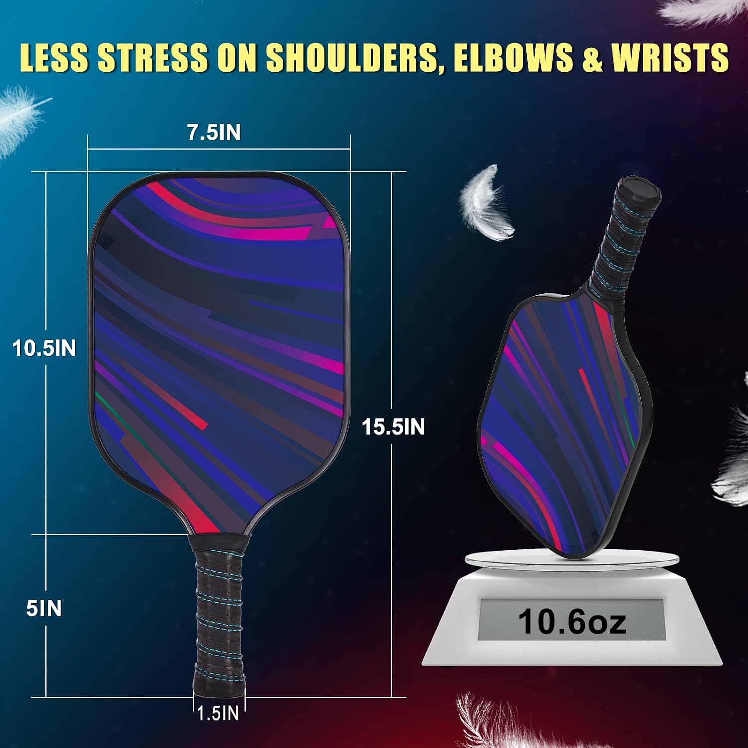 Dulce DOM Pickleball Paddles Set of 2/4 - USAPA Approved, 4 Indoor Outdoor Pickleball Balls, Fiberglass Surface Paddle Racket with Cover Bag, Ideal Training Equipment Gift for Men & Women - Image 5