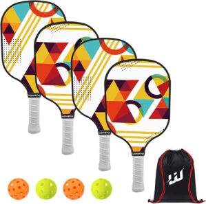 Wood Pickleball Paddle Set of 4 for...