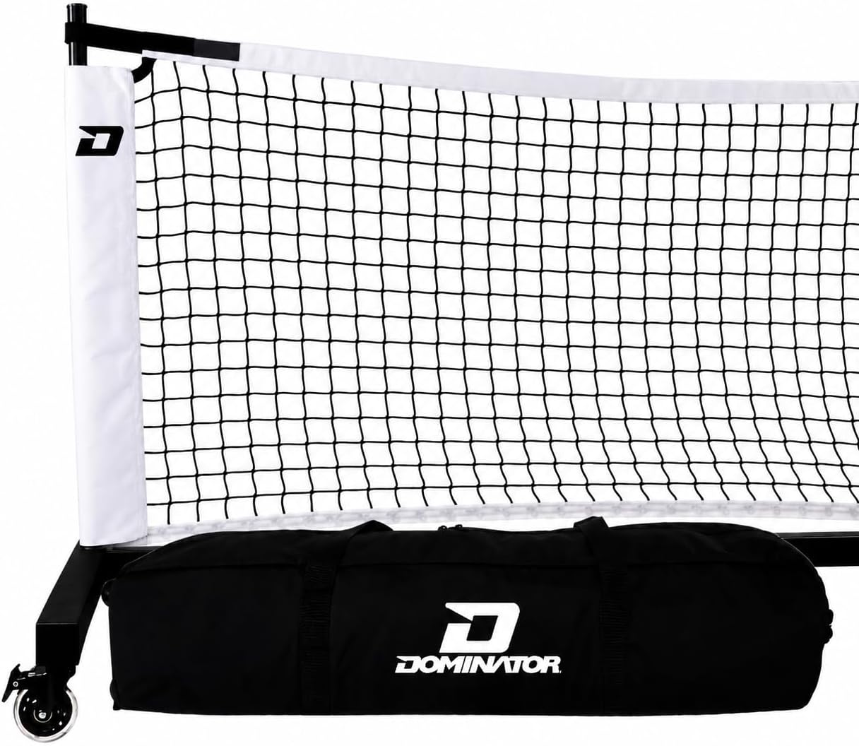 Dominator Standard Portable Pickleball Net - Indoor/Outdoor Regulation Pickleball Net - USAPA Compliant Pickleball Net on Wheels - System Includes Rolling Storage Bag & Locking Wheels