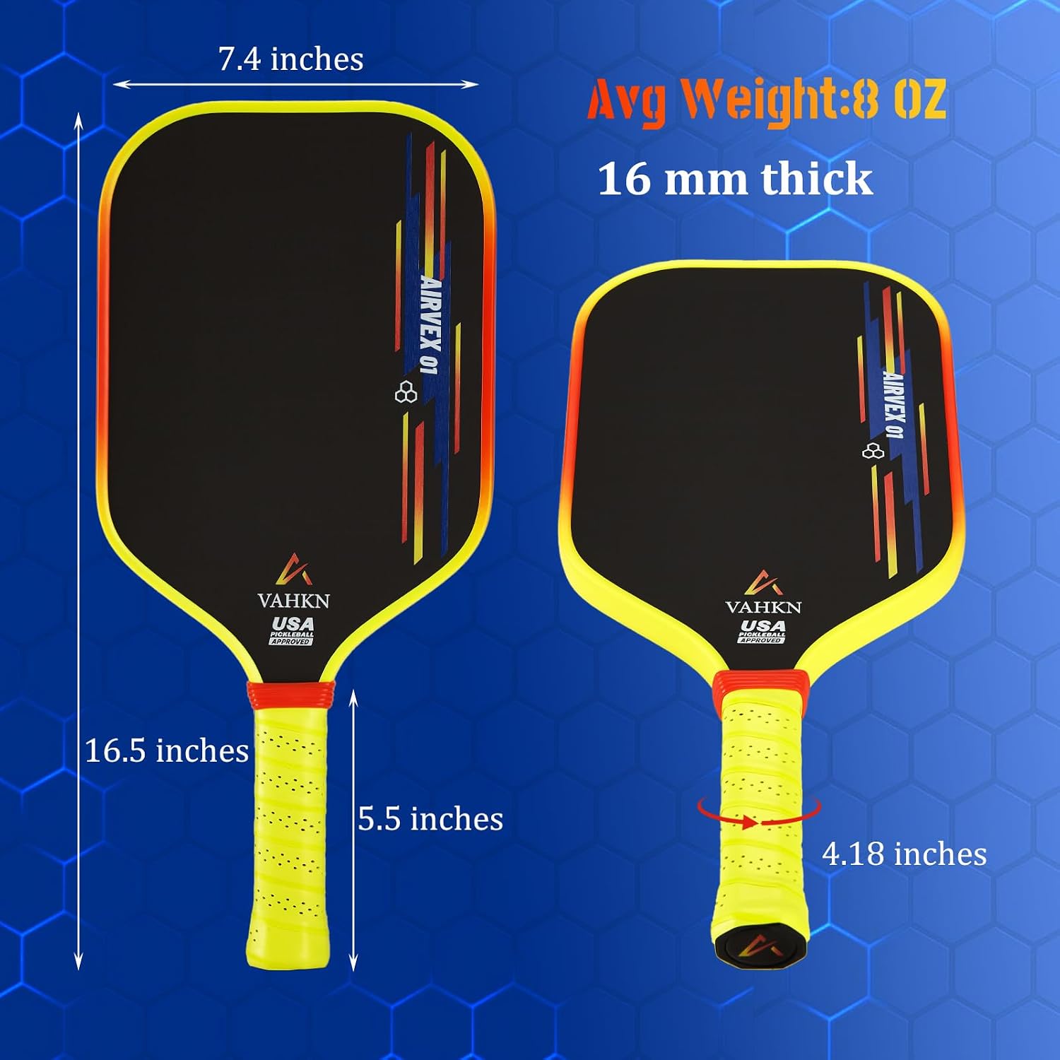 Pickleball Paddles |16MM Carbon Fiber Pickleball Paddle | High-Spin Textured Surface & Vibrant Gradient Edge | USAPA Approved Racket for Ultimate Power,Control & Precision - Image 6