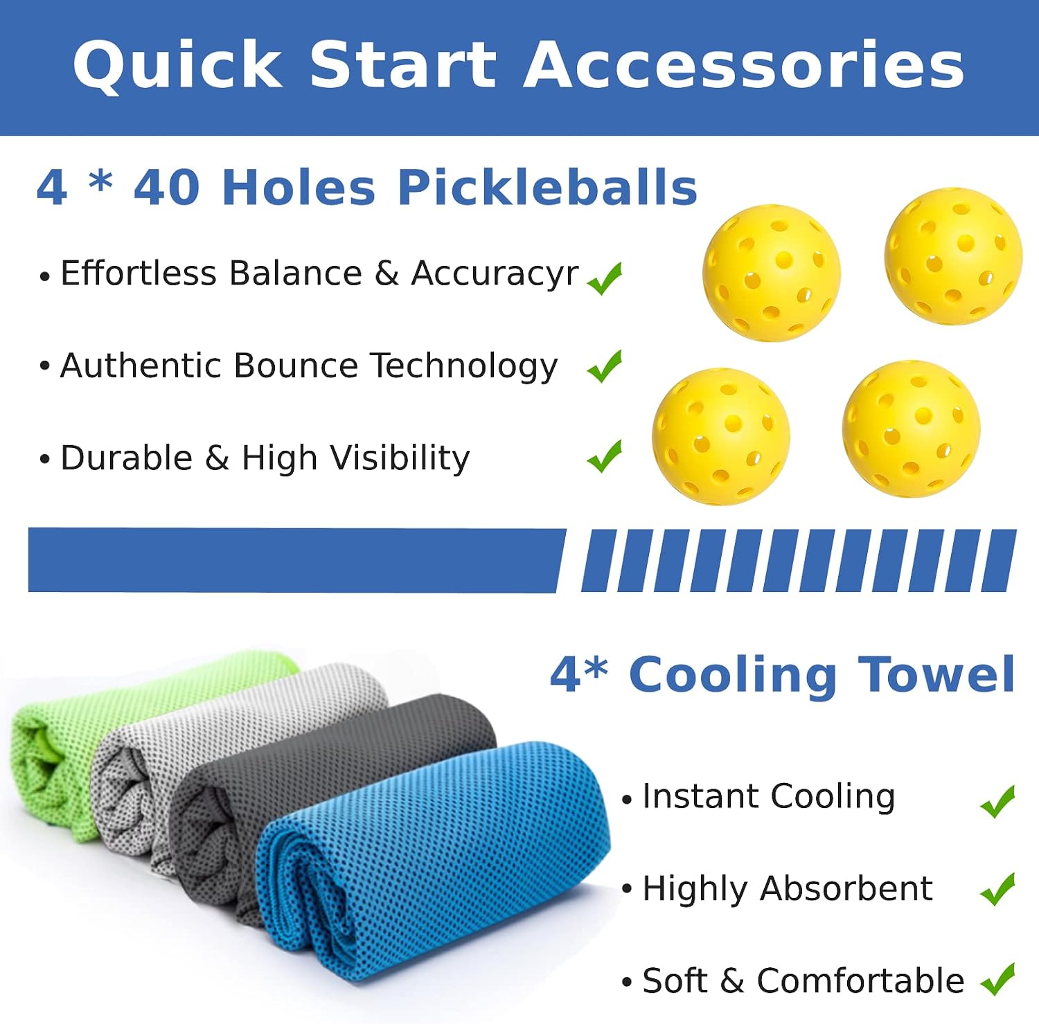 Pickleball Set with 4 Premium Wood Paddles, Cushion Comfort Grip, 4 Cooling Towels, 4 Pickleball Balls & Carry Bag, Pickle Ball Paddle for Men Women - Image 5