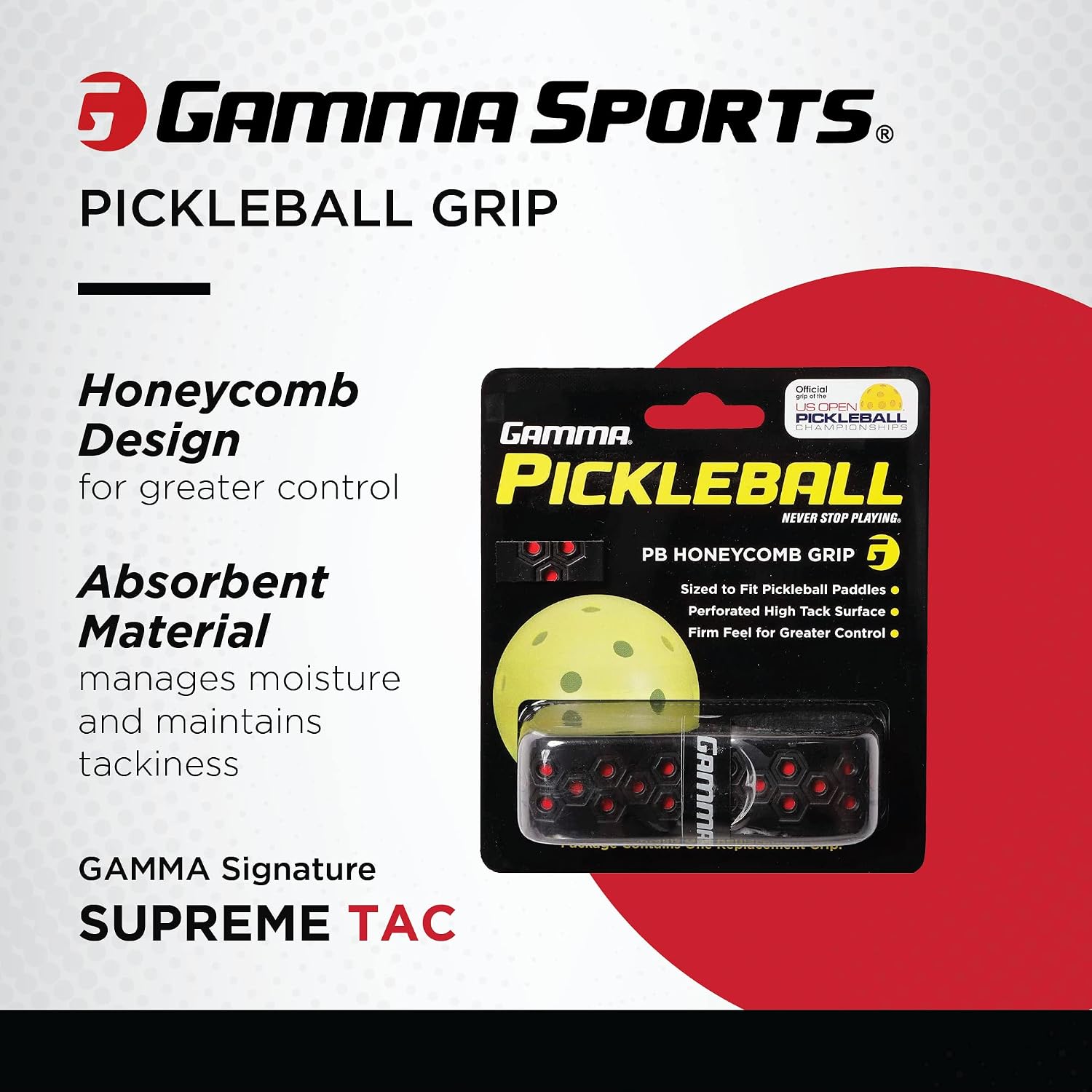 Gamma Honeycomb Cushion Grip for Pickleball Paddles, Moisture-Wicking Pickleball Replacement Grip, Premium Pickleball Equipment for Practice and Games - Image 4