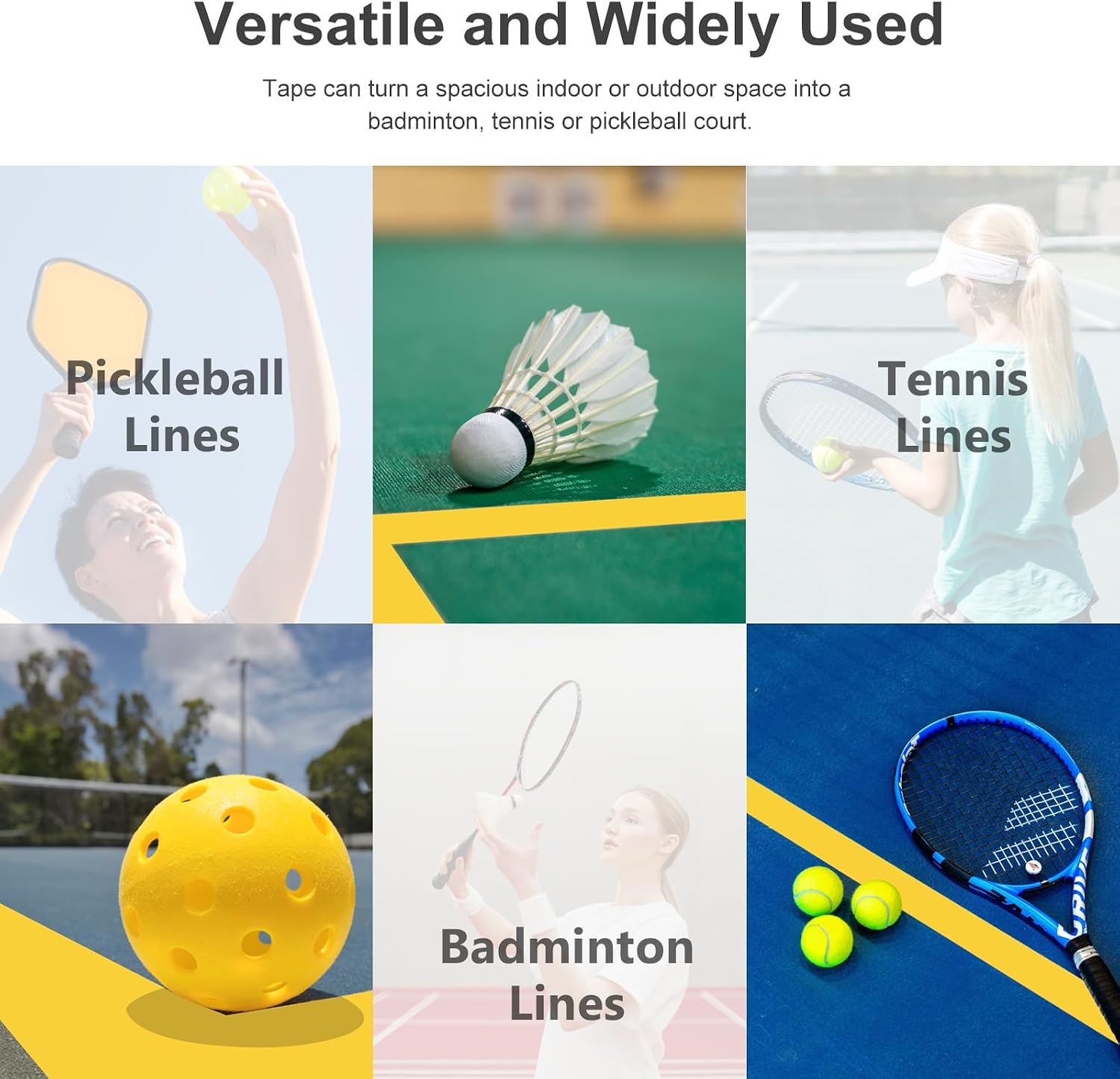 Portable Pickleball Court Tape Lines Outdoor/Indoor, 2in x 230FT Temporary Pickleball Court Marking Kit, Pickleball Tape for Outdoor Court, Like Pickleball, Badminton, Tennis, Basketball - Image 4
