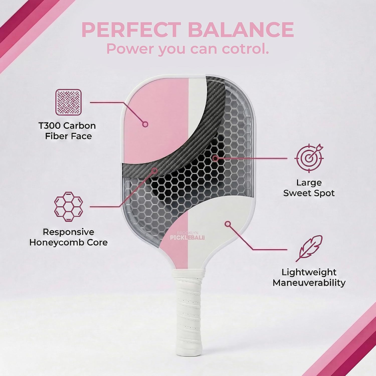 Brooklyn Pickleball Co – Carbon Fiber Pickleball Paddles – USAPA Approved, Honeycomb Core, Cushioned Grip, Lightweight Design – Single Paddles & Paddle Sets - Image 3