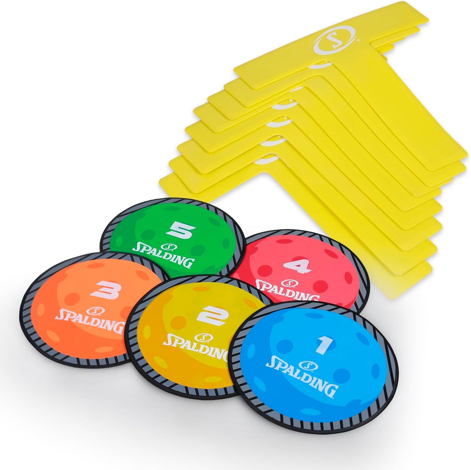 Spalding - Pickleball Court Marker & Shot Spot Set, 17-Piece Training Target Kit, Non-Slip Floor Markers for Footwork, Agility, Accuracy & Drill Training, Indoor & Outdoor Sports Practice Equipment