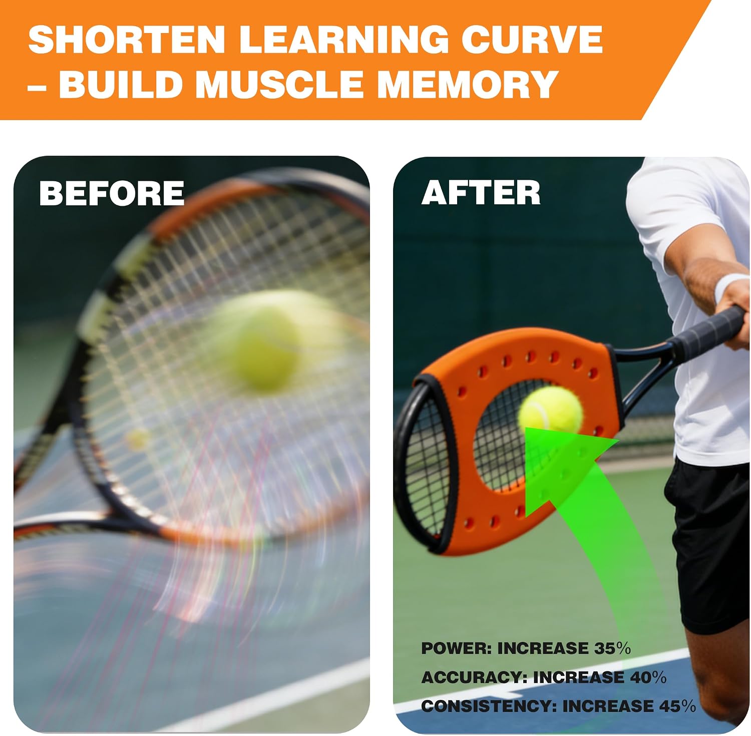 MR Sweet Spot Trainer, Tennis Racket Sweet Spot Trainer Protection Cover, Tennis Pointer Swing Training Aid Protection Cover Swing Training Aid for Starter, Set of 2 - Image 9