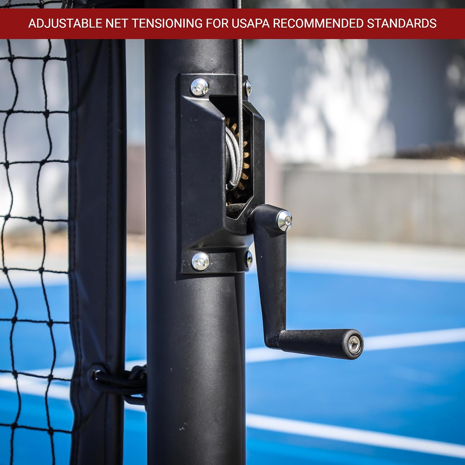 Dominator PRO Portable Pickleball Net - Heavy Duty USAPA Compliant Portable Regulation Pickleball Net - Indoor/Outdoor Aluminum Rust Proof Frame w/Adjustable Net Tension & Locking Wheels - Image 6