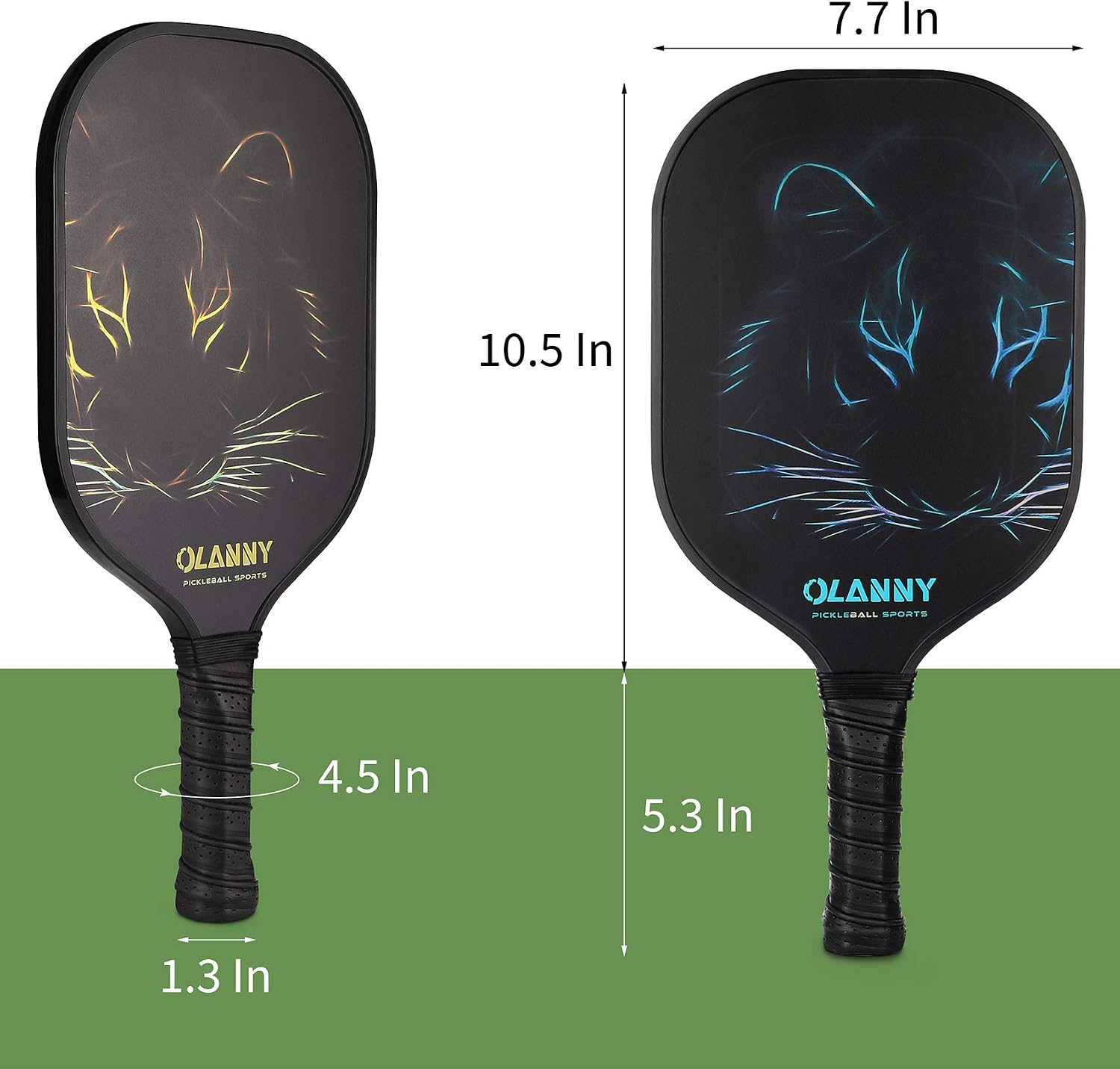 OLANNY Graphite Pickleball Paddles Set- Premium Rackets Fiber Face & Polymer Honeycomb Core Pickleball Set Includes Pickleball Paddles + Pickleball Balls+ Replacement Soft Grip + 1 Bag - Image 3