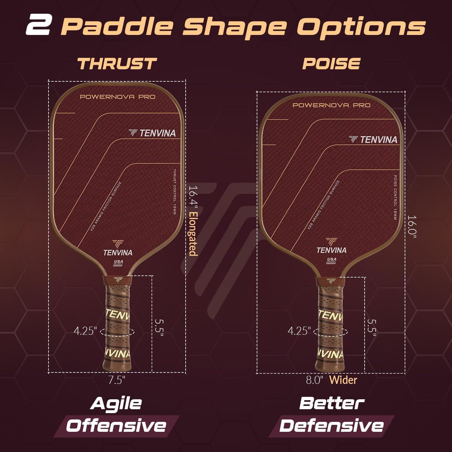 TENVINA Pickleball Paddles, Thermoformed T700SC Carbon Fiber Pickleball Paddle, Pickle Ball Paddle USAPA Approved for Larger Power and Sweet Spot - Image 5