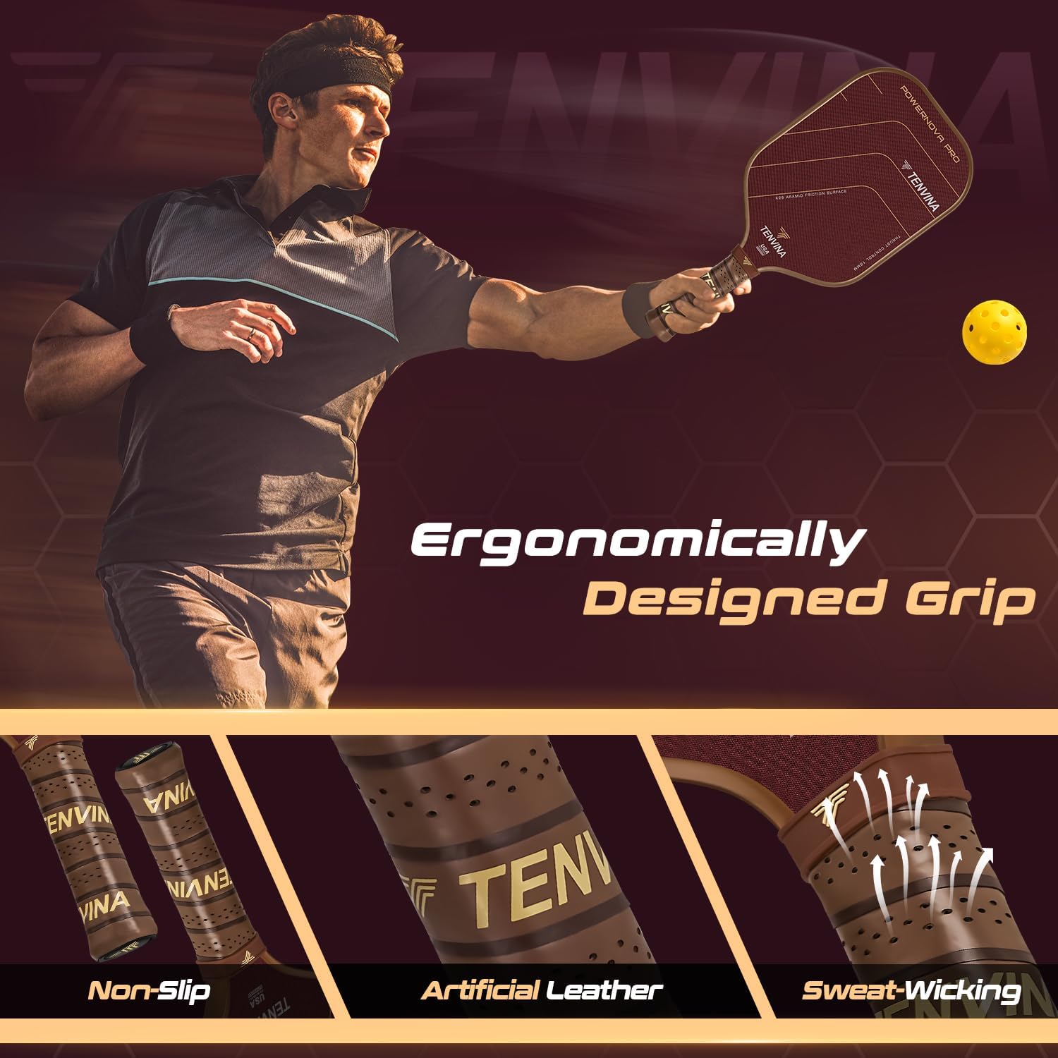 TENVINA Pickleball Paddles, Thermoformed T700SC Carbon Fiber Pickleball Paddle, Pickle Ball Paddle USAPA Approved for Larger Power and Sweet Spot - Image 6