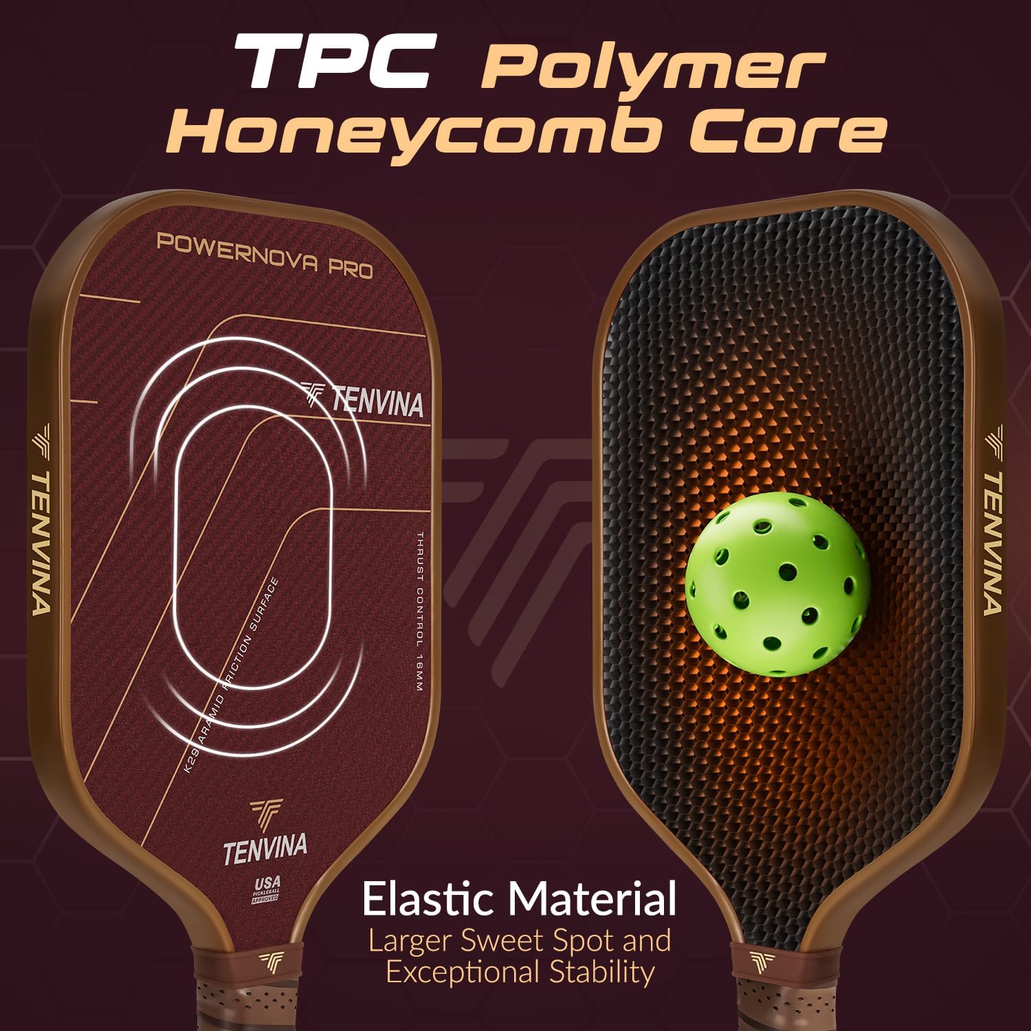 TENVINA Pickleball Paddles, Thermoformed T700SC Carbon Fiber Pickleball Paddle, Pickle Ball Paddle USAPA Approved for Larger Power and Sweet Spot - Image 4