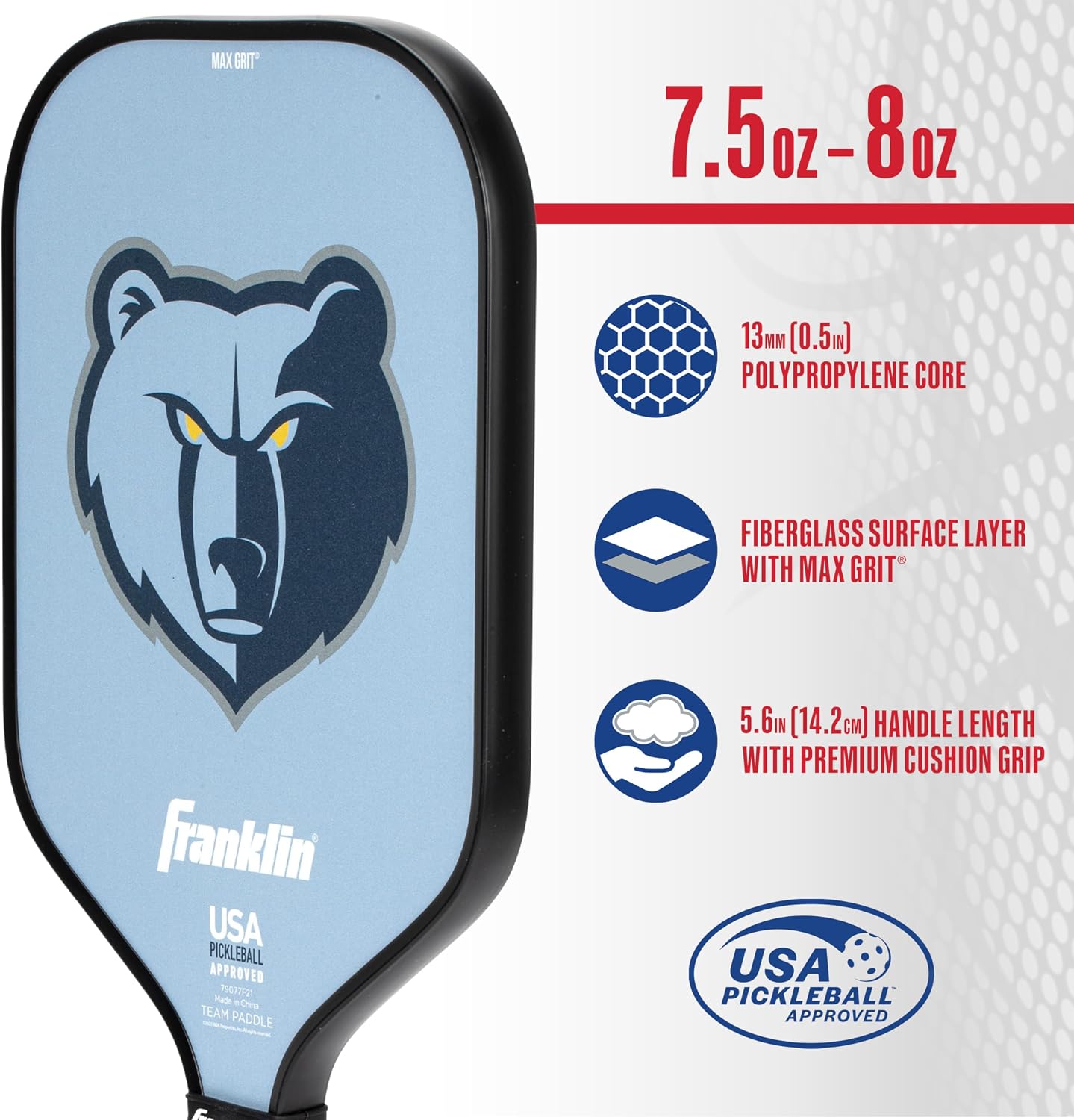 Franklin Sports NBA Team Pickleball Paddles - Official NBA Basketball Team Logo Pickleball Paddles - Signature Series 13MM Pickleball Paddle with MaxGrit - USA Pickleball (USAPA) Approved - Image 3