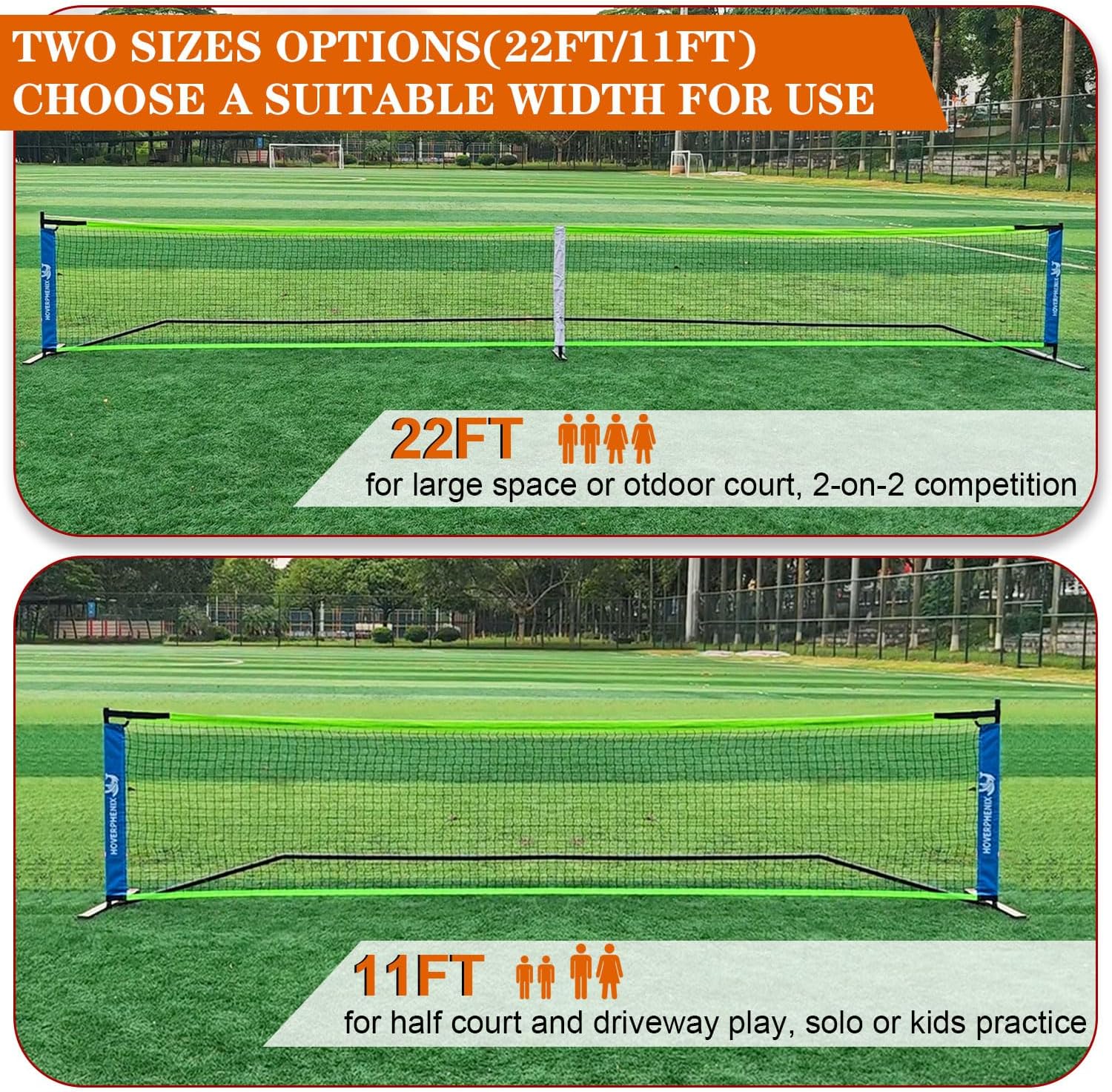 Hoverphenix Pickleball Net - 22FT Full Size Net with Carry Bag for Driveway | Regulation Size Net, All-Weather Sturdy Steel Frame, Easy Setup Indoor & Outdoor Use, for All Ages Training and Practice - Image 4