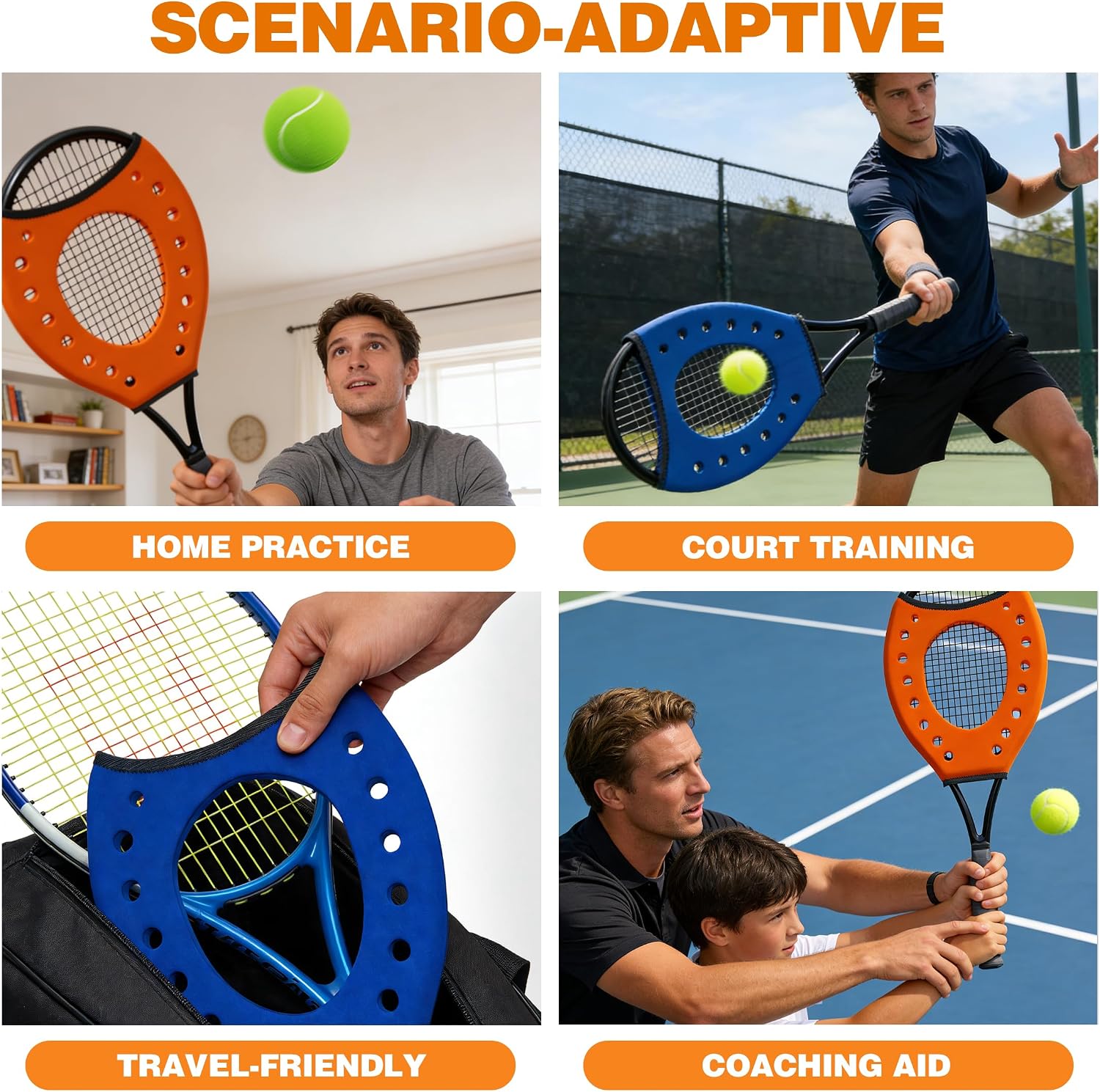 MR Sweet Spot Trainer, Tennis Racket Sweet Spot Trainer Protection Cover, Tennis Pointer Swing Training Aid Protection Cover Swing Training Aid for Starter, Set of 2 - Image 6