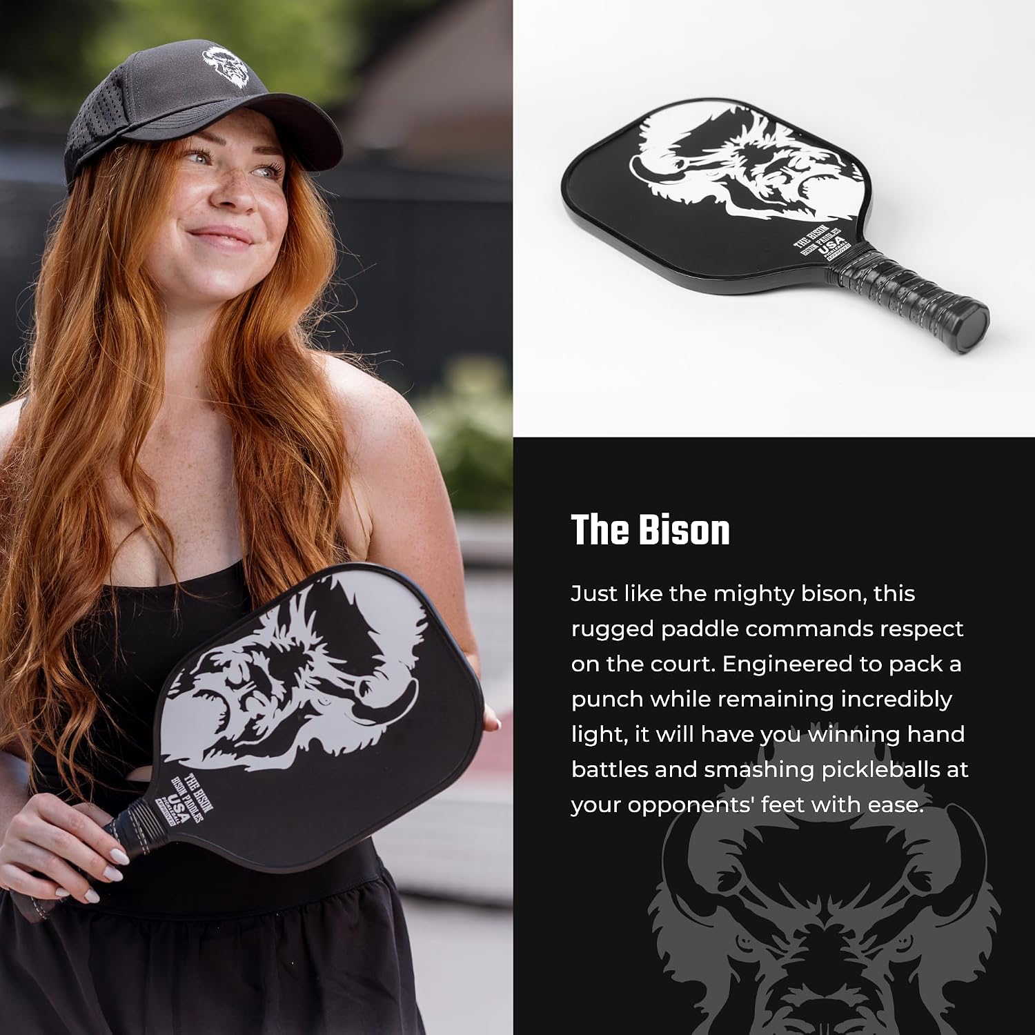 Bison Paddles: Carbon Graphite Pickleball Paddles - Lightweight Pickleball Rackets | Honeycomb Composite Core Improves Pickle Ball Placement and Increases Power | Durable Unibody Construction - Image 2