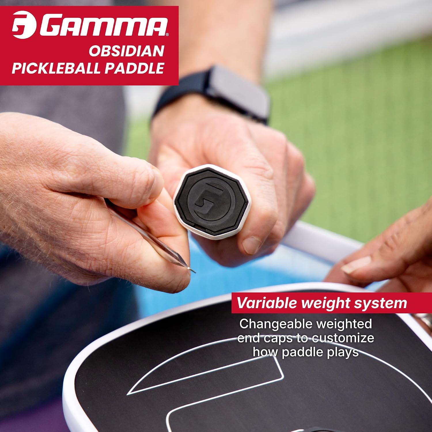 GAMMA RCF Obsidian Pickleball Paddle, Raw Carbon Fiber, 10mm, 13mm, and 16mm Options, Comfortable Molded Foam Handle, Sleak Design, Customizable Handle Weight System - Image 4