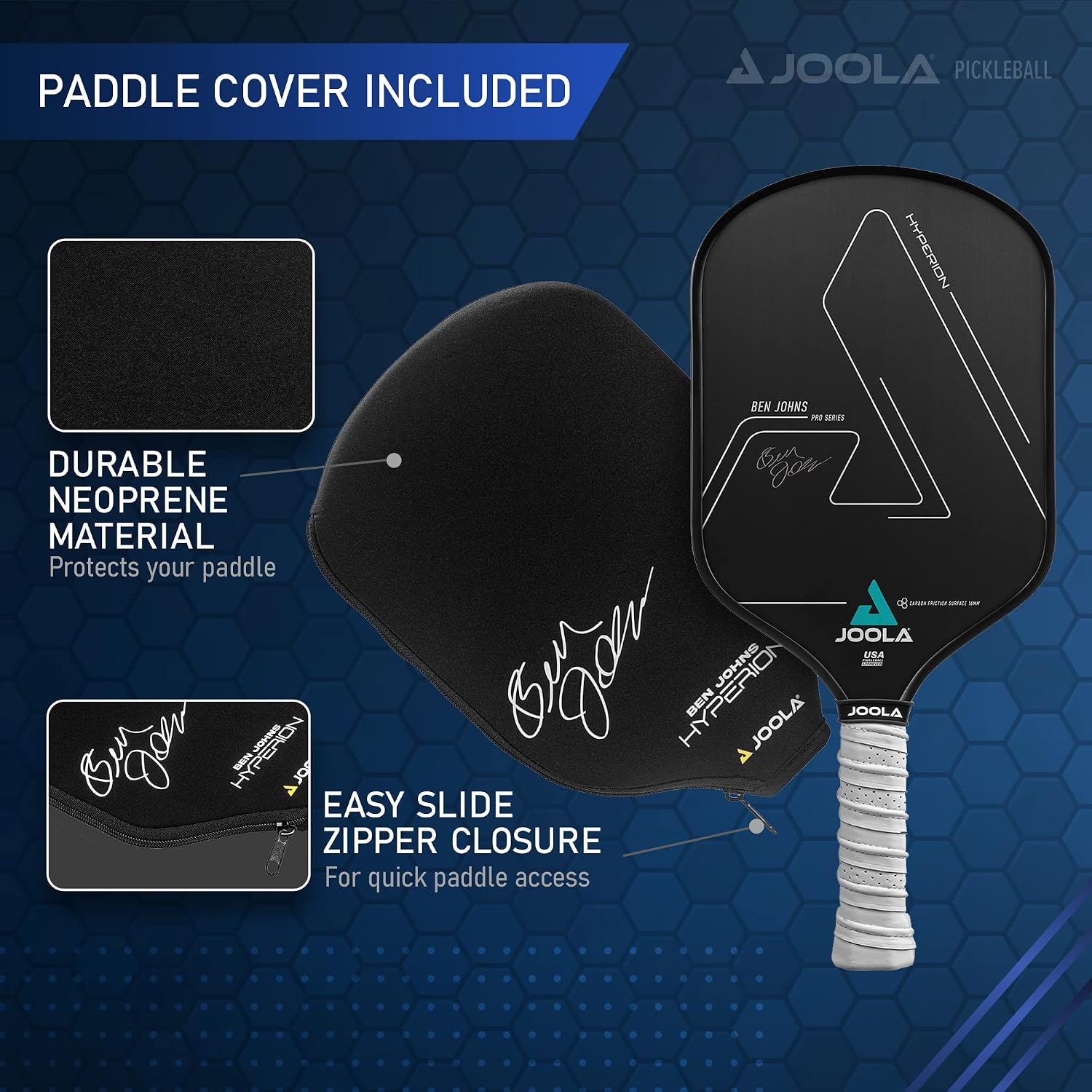 JOOLA Ben Johns Hyperion CFS Pickleball Paddle – Carbon Surface with High Grit & Spin, Elongated Handle, USAPA Approved Ben Johns Paddle - Image 6