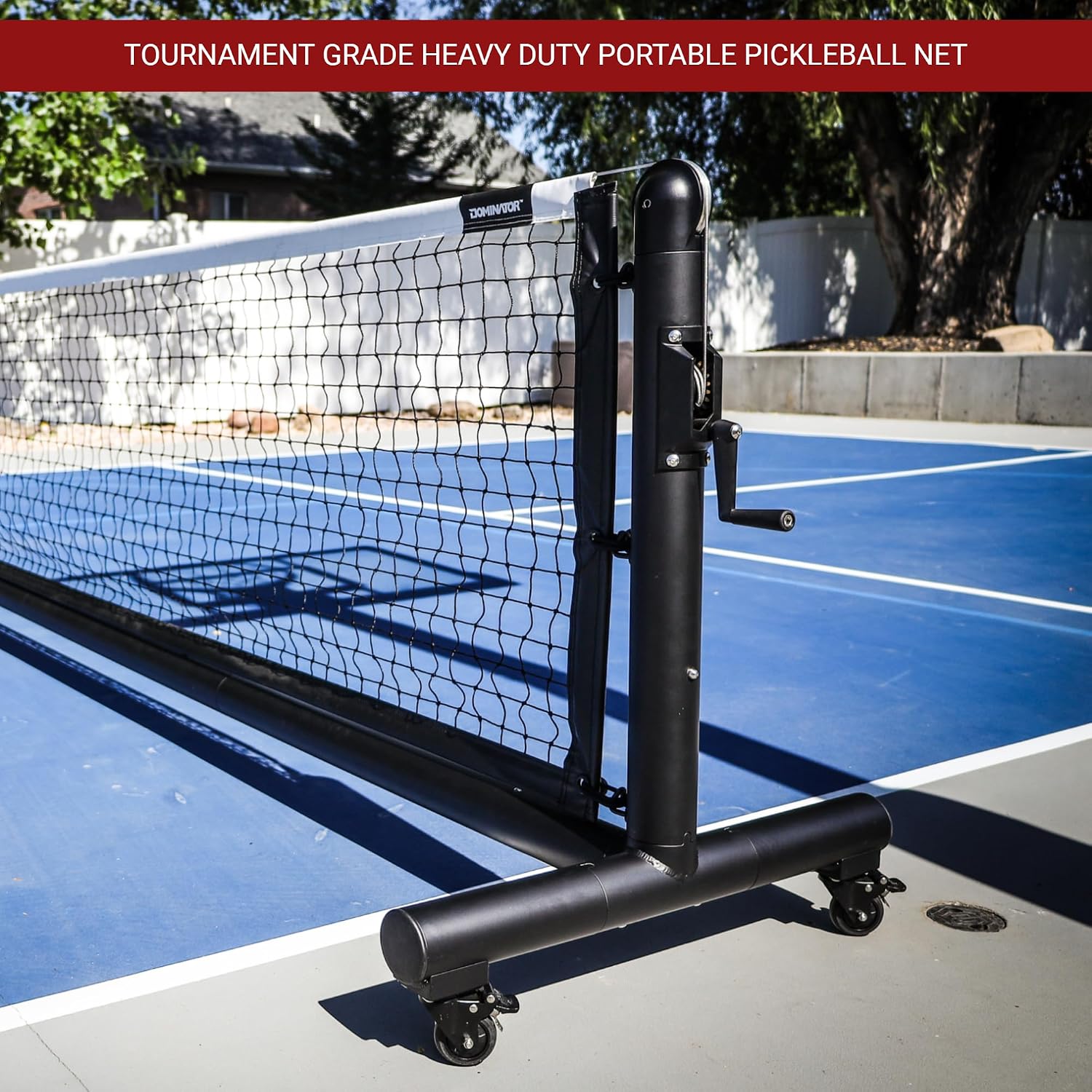 Dominator PRO Portable Pickleball Net - Heavy Duty USAPA Compliant Portable Regulation Pickleball Net - Indoor/Outdoor Aluminum Rust Proof Frame w/Adjustable Net Tension & Locking Wheels - Image 2