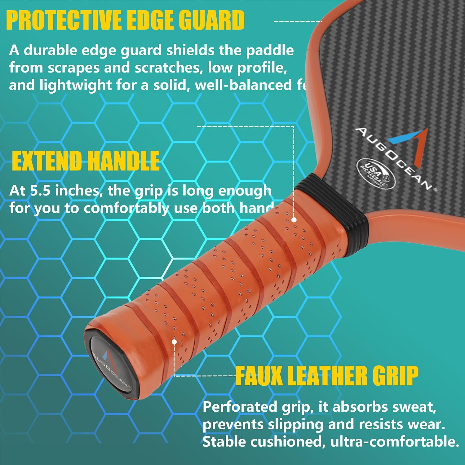 Pickleball Paddles,USAPA Approved Pickleball Paddle Set Pro | 3K Raw Carbon Fiber Textured Surface with High Grit & Spin,16mm Durable T700SC Carbon Fiber Pickle Ball Rackets for Men,Women & Families - Image 6