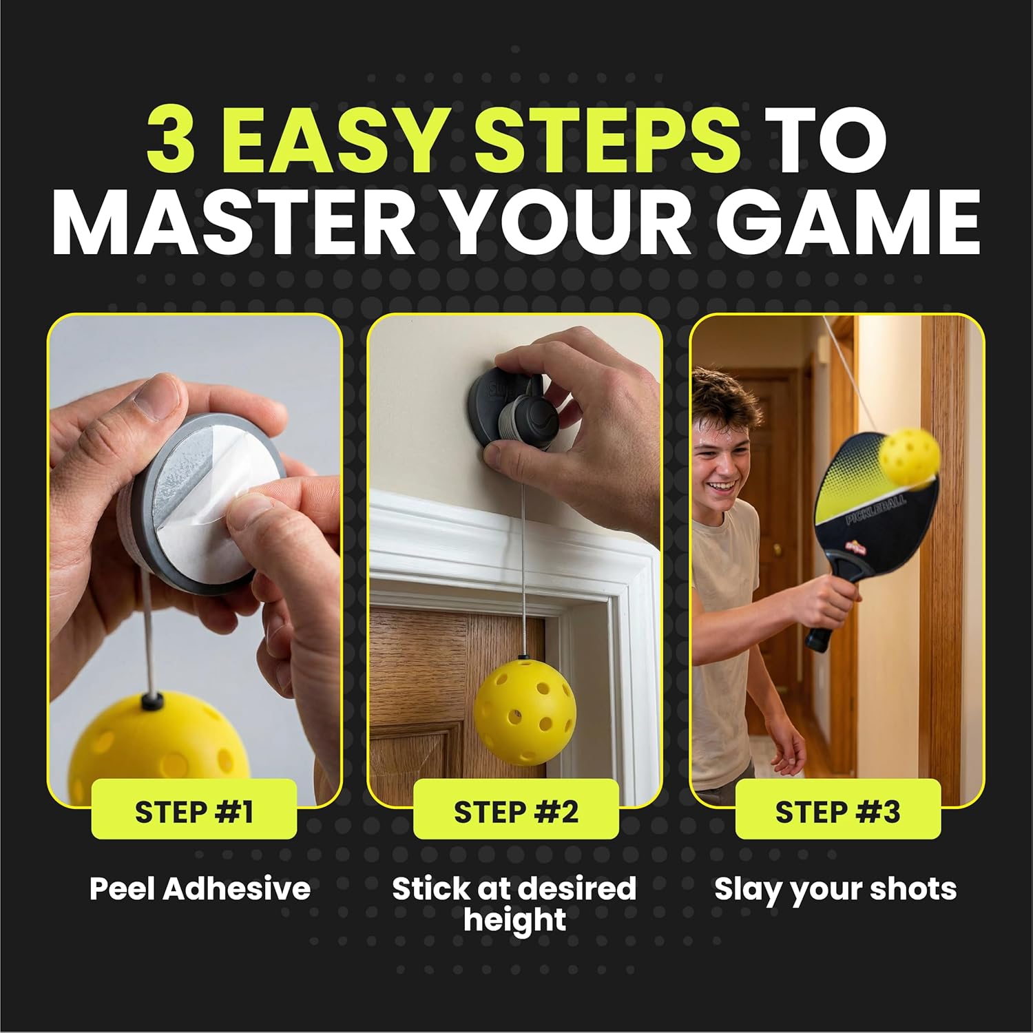 Swingball Pickleball Wall Trainer Set – Portable Solo Practice Paddle, Real Ball for Indoor and Outdoor, Designed to Improve Control, Accuracy, Reflexes & Overall Skill Development, Ages 6+ - Image 5