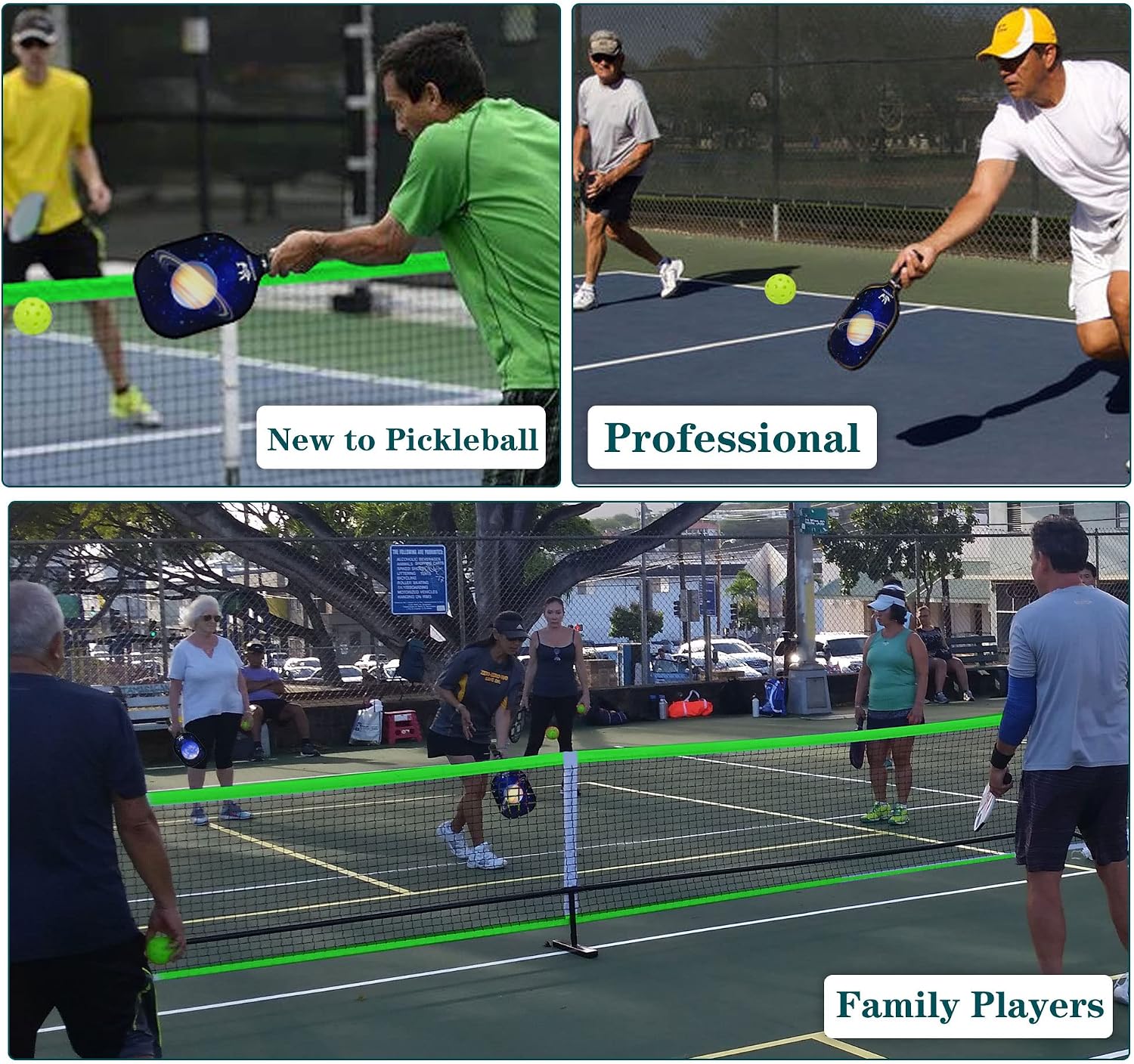 Portable Pickleball Net Set, 22FT Pickle Ball Net with Paddle Set of 4 | Regulation Size Net, Weather Resistant Steel Frame, Outdoor Pickleballs and Carry Bag, Easy Setup for Driveway, Backyard - Image 6
