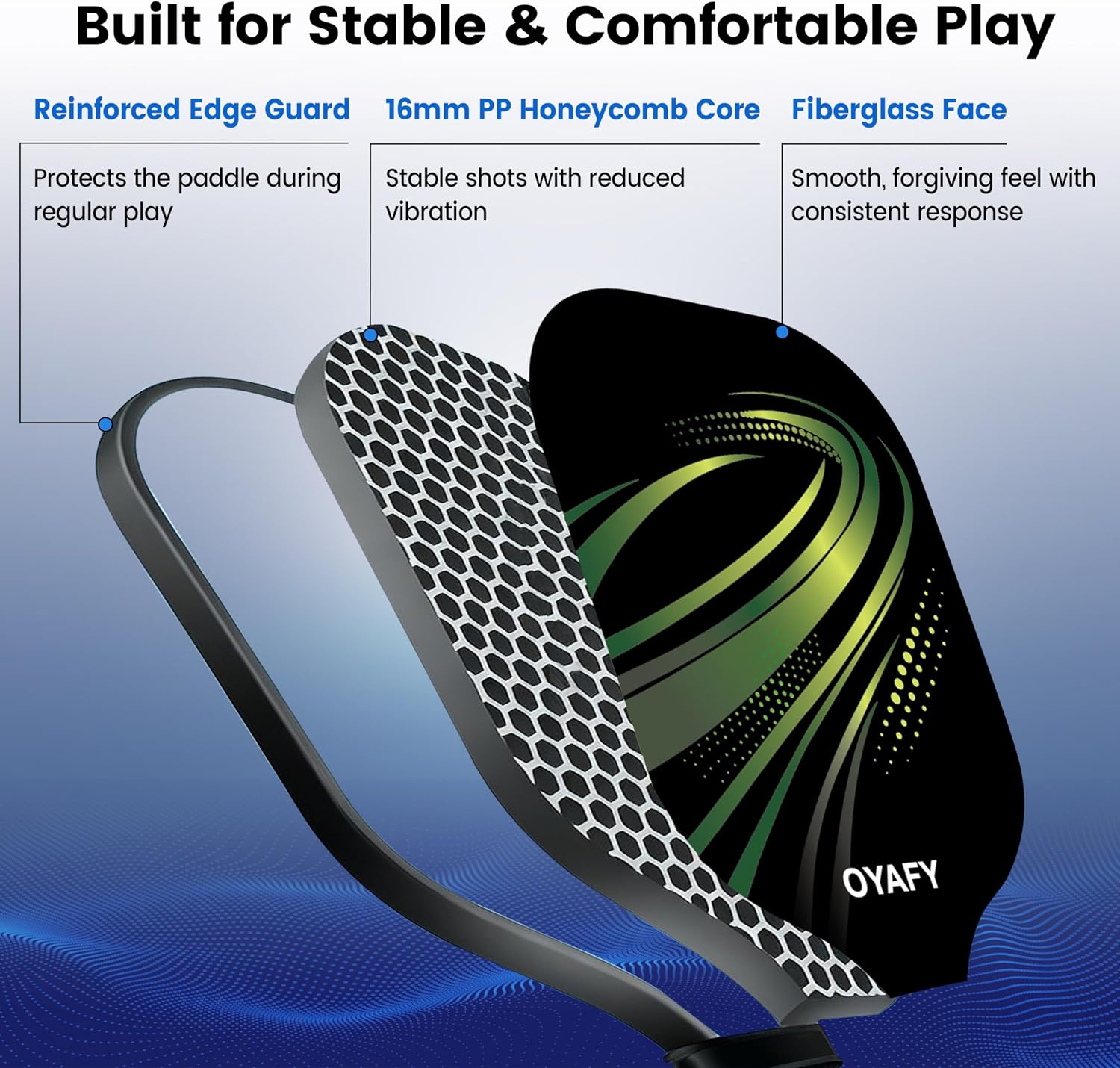 Pickleball Paddles Set of 2, Fiberglass Pickleball Set with Pickleball Rackets 2 Pack, 4 Indoor Outdoor Balls and Carry Bag, Pickle Ball Set for Beginners, Families, Men Women & Intermediate Players - Image 3