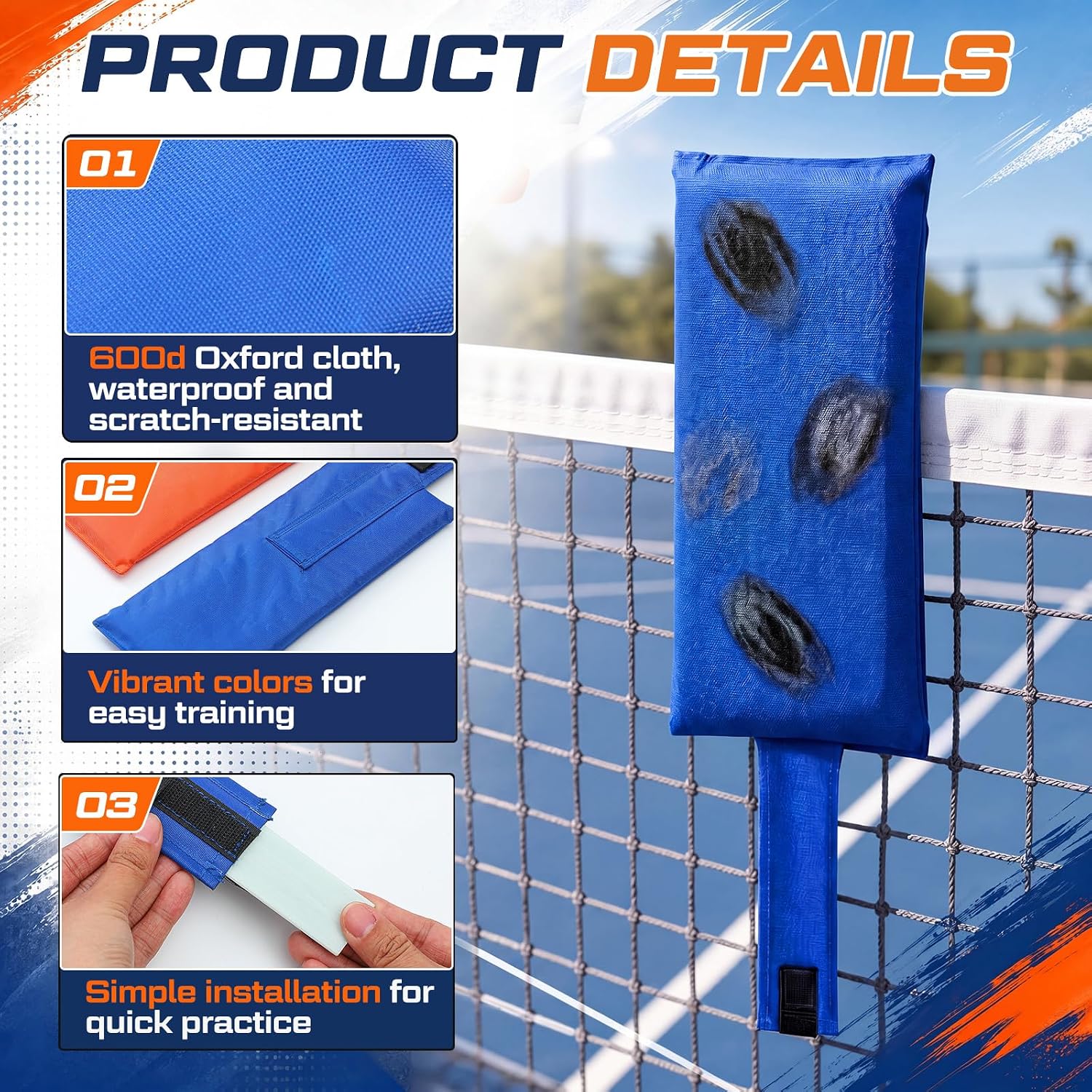 2 Pack Tennis Training Targets for Net, Accuracy Trainer for Serve & Shot Placement, Portable Tennis Target Aid for Adults, Practice Equipment for Backyard, Court & Coaching Drills - Image 3