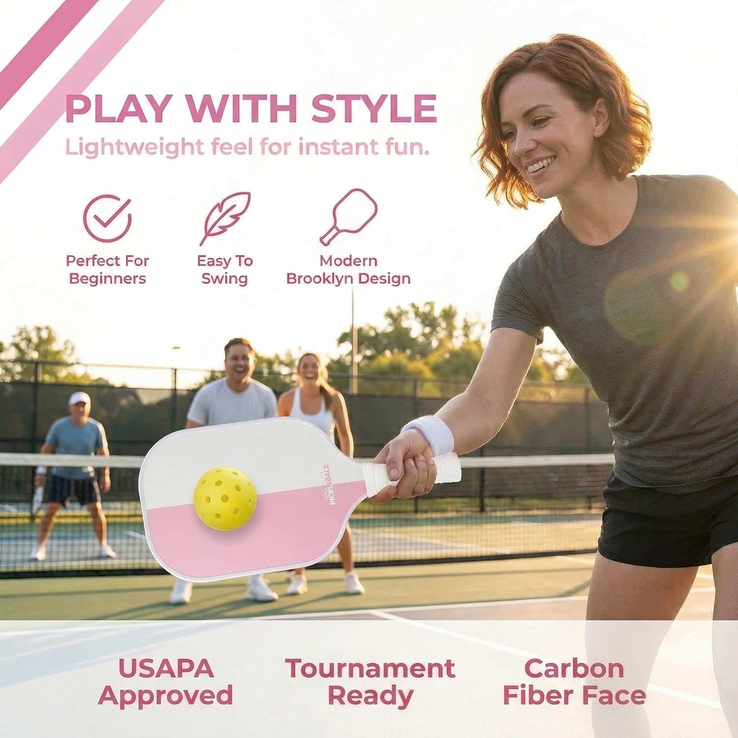Brooklyn Pickleball Co – Carbon Fiber Pickleball Paddles – USAPA Approved, Honeycomb Core, Cushioned Grip, Lightweight Design – Single Paddles & Paddle Sets - Image 2