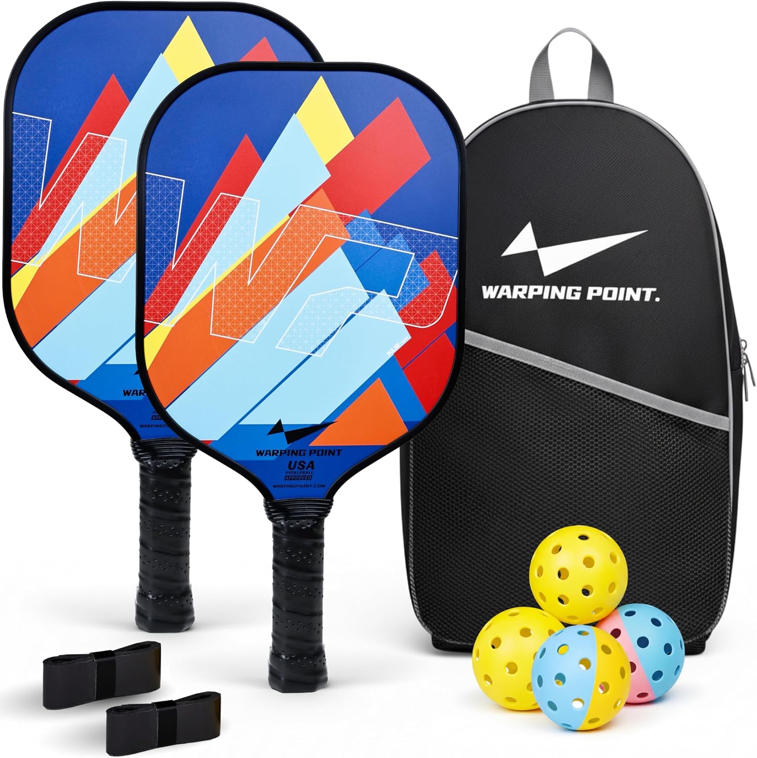 Pickleball Paddles Set of 2, Fiberglass Pickleball Set, Durable & Lightweight USAPA Approved Pickle Ball Rackets 2 Pack Pickleball Gifts for Women with Bag & Outdoor Balls for Men Beginner Adults