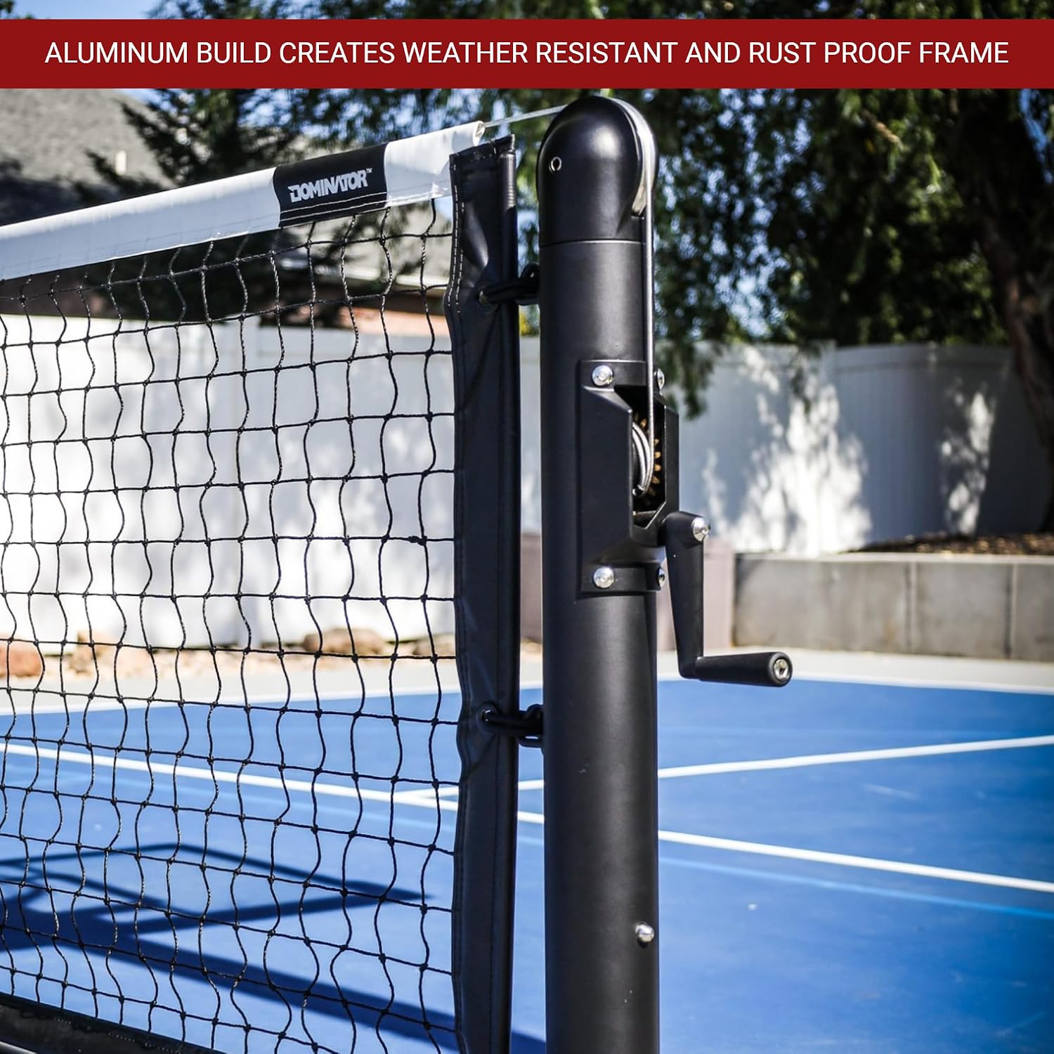 Dominator PRO Portable Pickleball Net - Heavy Duty USAPA Compliant Portable Regulation Pickleball Net - Indoor/Outdoor Aluminum Rust Proof Frame w/Adjustable Net Tension & Locking Wheels - Image 5