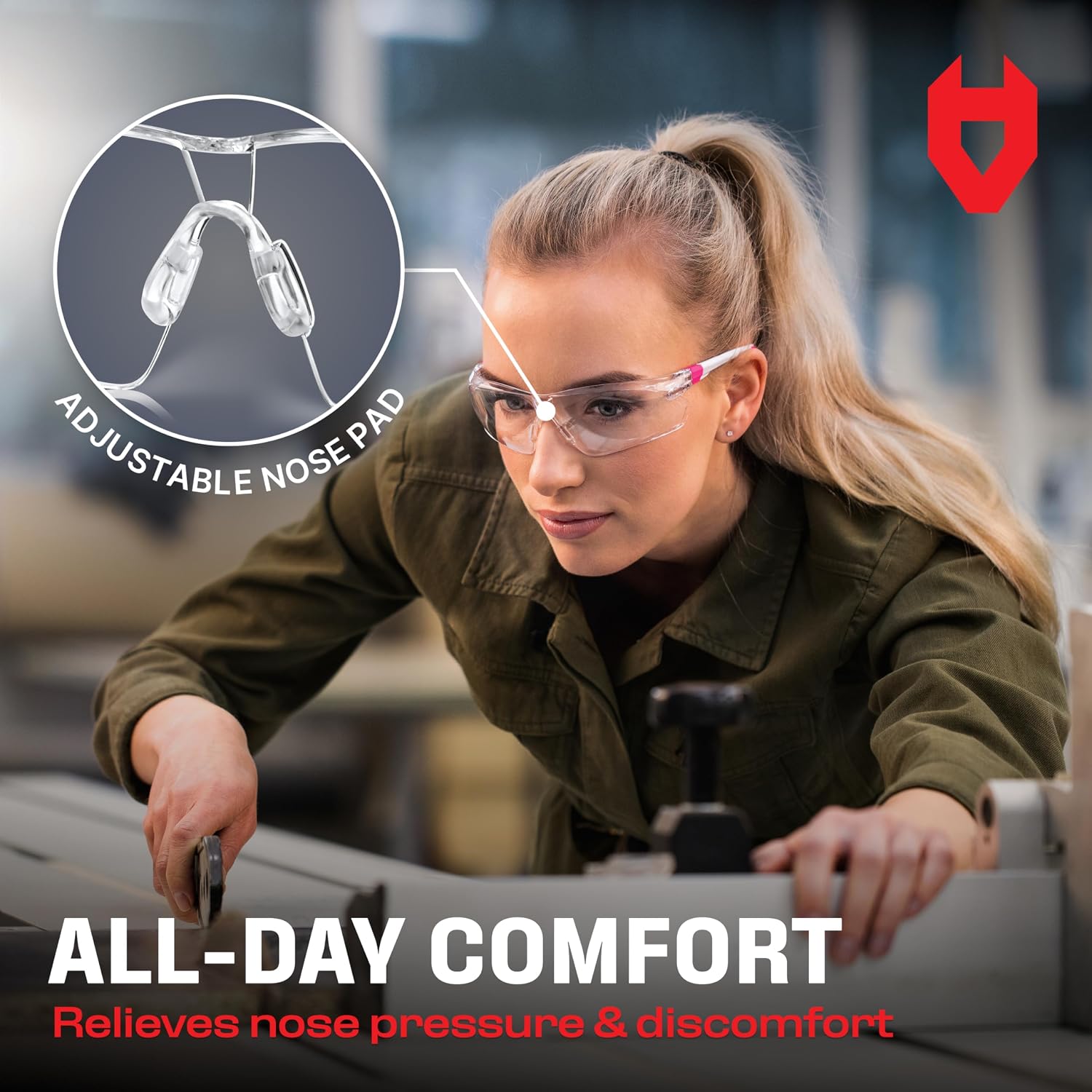 NoCry Clear Safety Glasses for Women with Adjustable Frames — Anti Fog Safety Glasses with 100% UV Protection & Scratch Resistance, ANSI Z87.1 Rated — Perfect Safety Goggles for Women, Nursing Goggles - Image 3