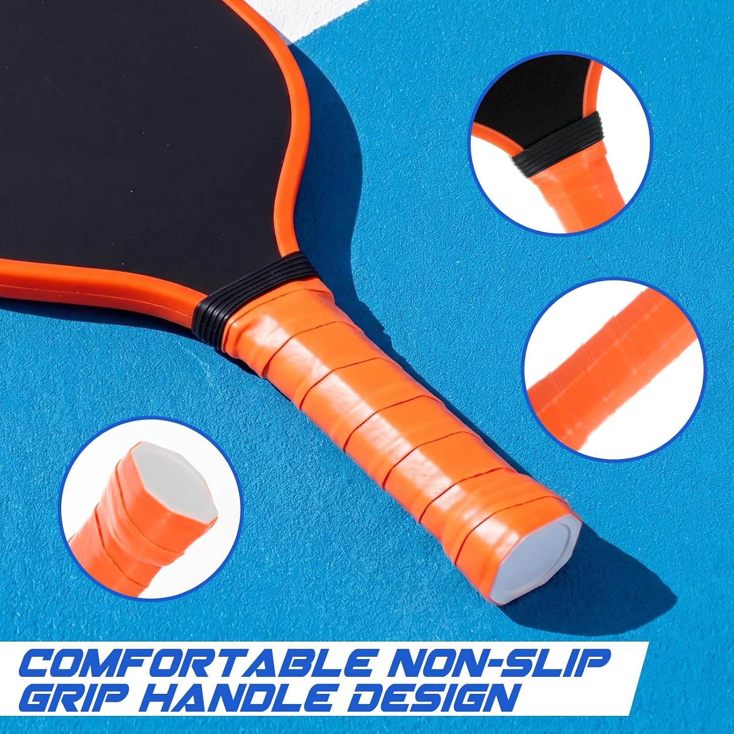 26 Pcs Colorful Wood Paddleball Racket Set Compatible with Pickleball Non-slip Grip Complete Wood Paddleball Racket with 8 Paddles, 8 Balls, 8 Towels & 2 Bags for PE Class, School, Family - Image 5