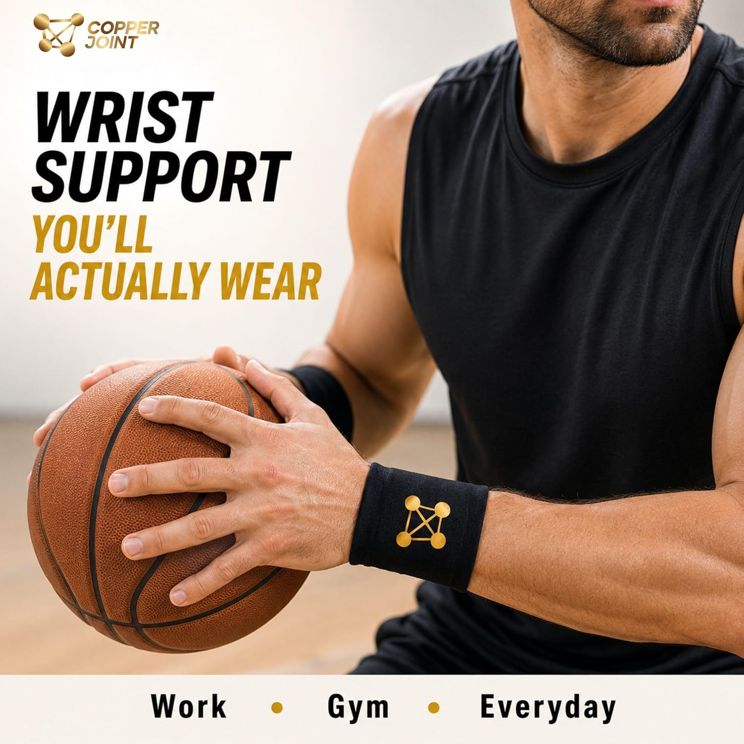 CopperJoint Compression Wrist Sleeve – Copper Hand Brace, Copper Wrist Compression Sleeve, Weight Lifting Wrist Support Brace, Hand Support for Sore Muscles, Yoga, Bowling, Sports - 1 Pair Large - Image 4