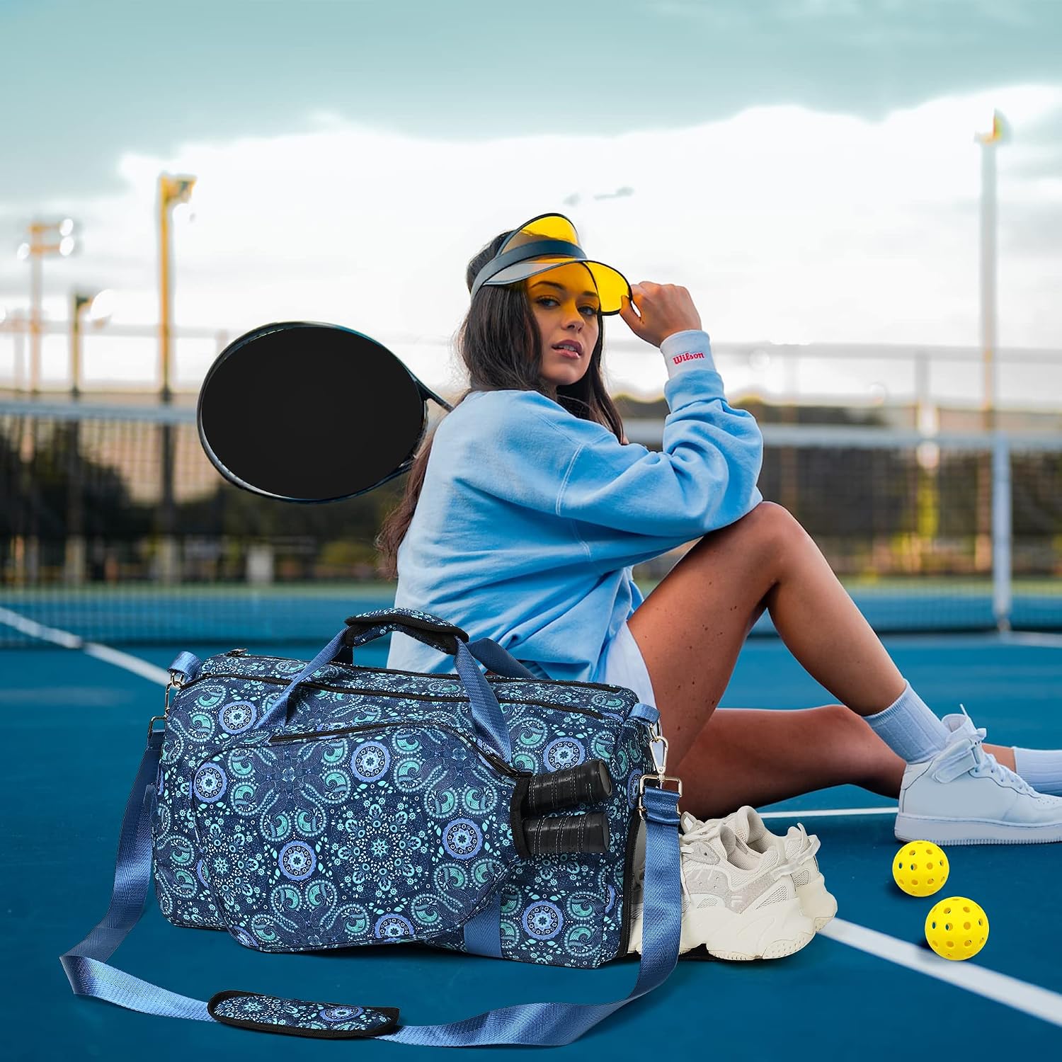 Boulder Bee Pickleball Bags, Premium Pickleball Tote Bag for Girls, Women’s Hand/Shoulder Gym Bag w Water Bottle Holder, with Pickleball Racquet/Paddle Holder - Image 6