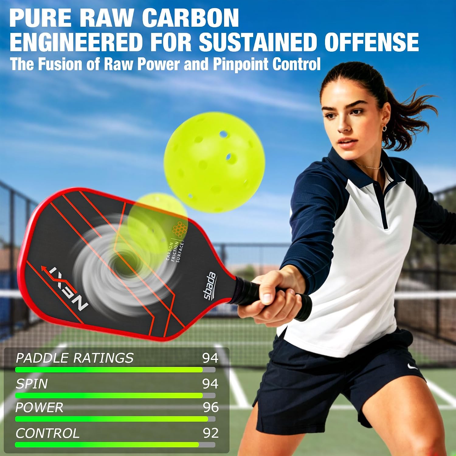 Pickleball Paddles Set of 2 - Graphite Carbon Fiber Pickleball Set with 16mm, Lightweight T700 Pickle Ball Rackets 2 Pack with 4 Outdoor Balls and 1 Bag - Image 3