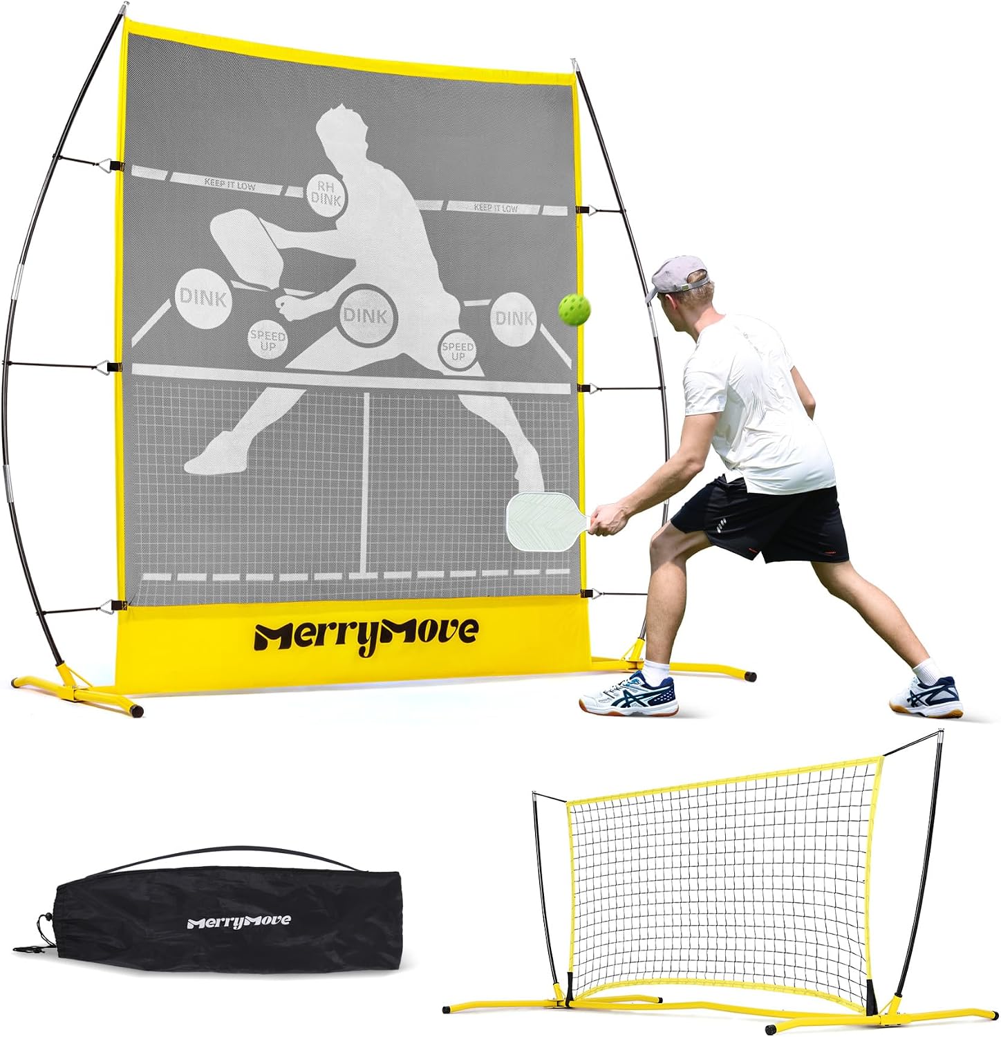 Pickleball Practice Rebounder Net: Pickleball Rebounder or 6FT Mini Pickle Ball Net Portable for Outdoor Driveway Backyard and Indoor Garage - 2in1 Trainer for Dink Volley Training