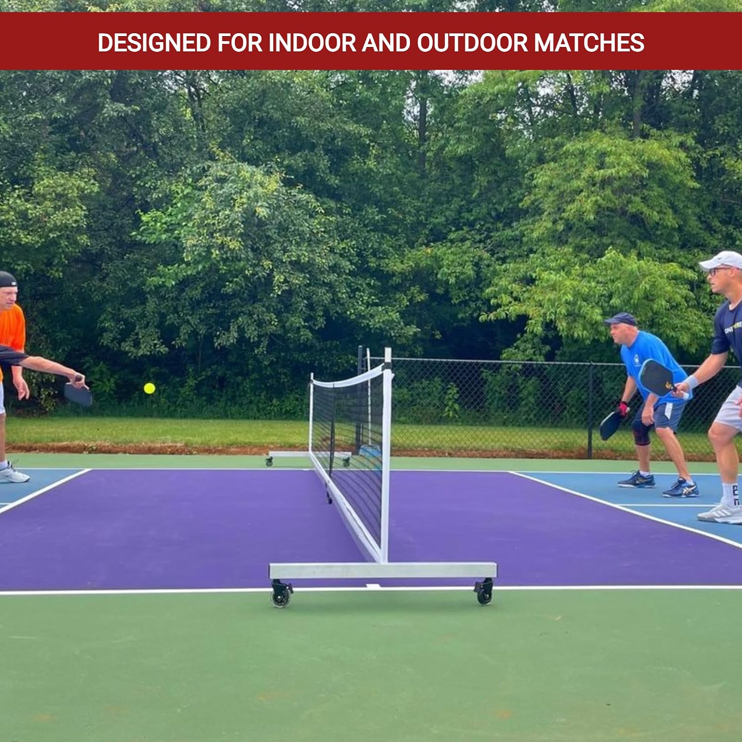 Dominator Standard Portable Pickleball Net - Indoor/Outdoor Regulation Pickleball Net - USAPA Compliant Pickleball Net on Wheels - System Includes Rolling Storage Bag & Locking Wheels - Image 2