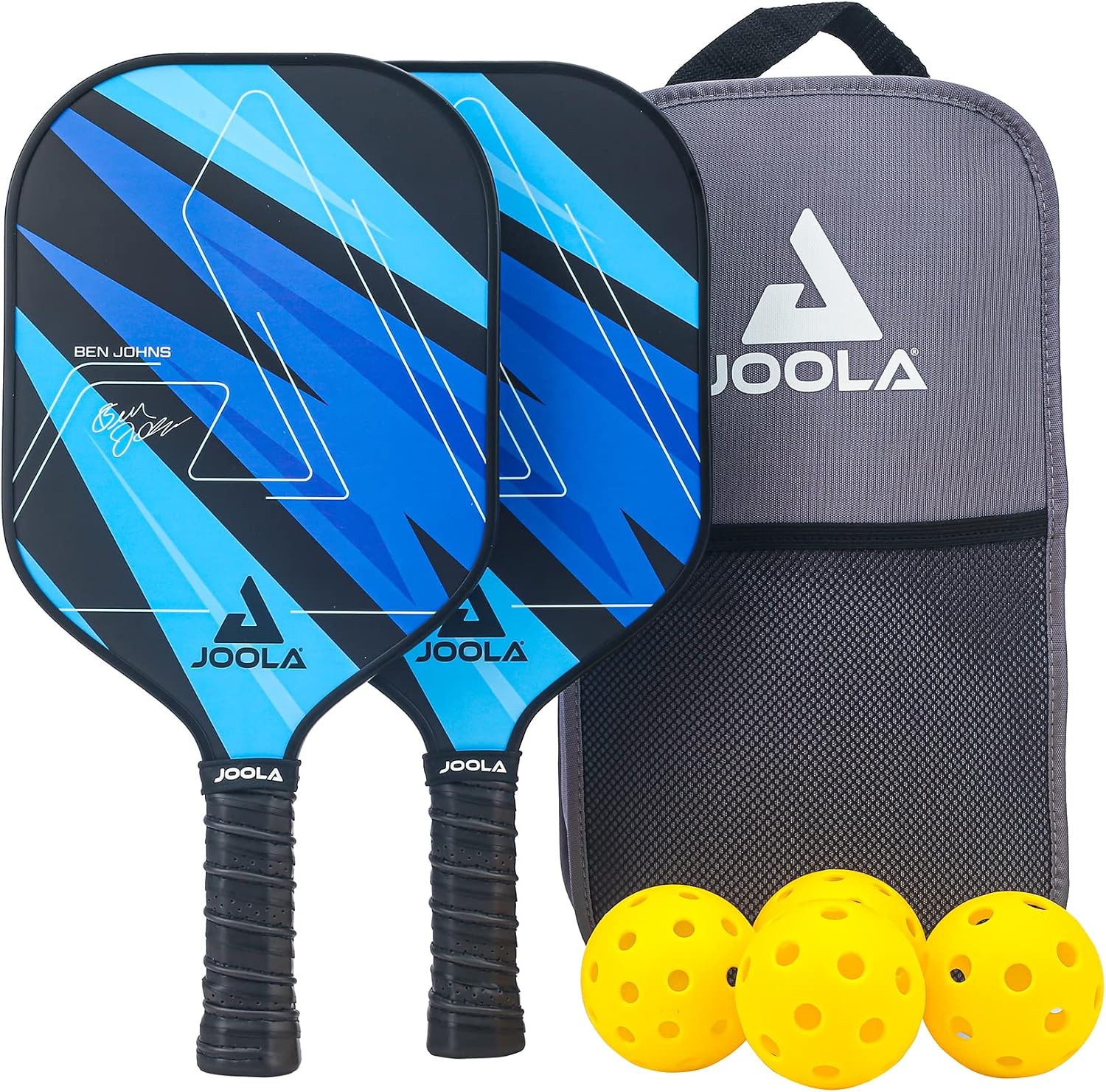 JOOLA Pickleball Paddles Set of 2 – Multiple Colors - Reinforced Fiberglass Surface – Lightweight, Durable, Beginner-Friendly Racket Design – Set Includes Balls & Bag – USAP Approved
