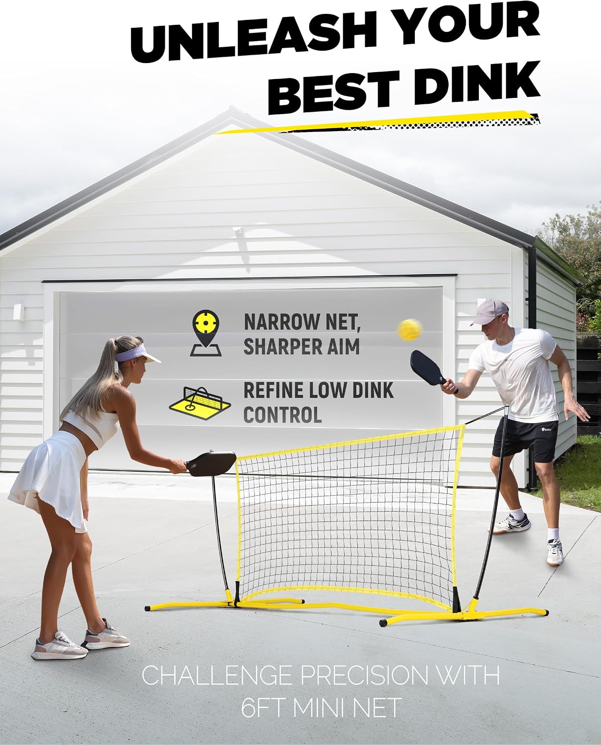 Pickleball Practice Rebounder Net: Pickleball Rebounder or 6FT Mini Pickle Ball Net Portable for Outdoor Driveway Backyard and Indoor Garage - 2in1 Trainer for Dink Volley Training - Image 5